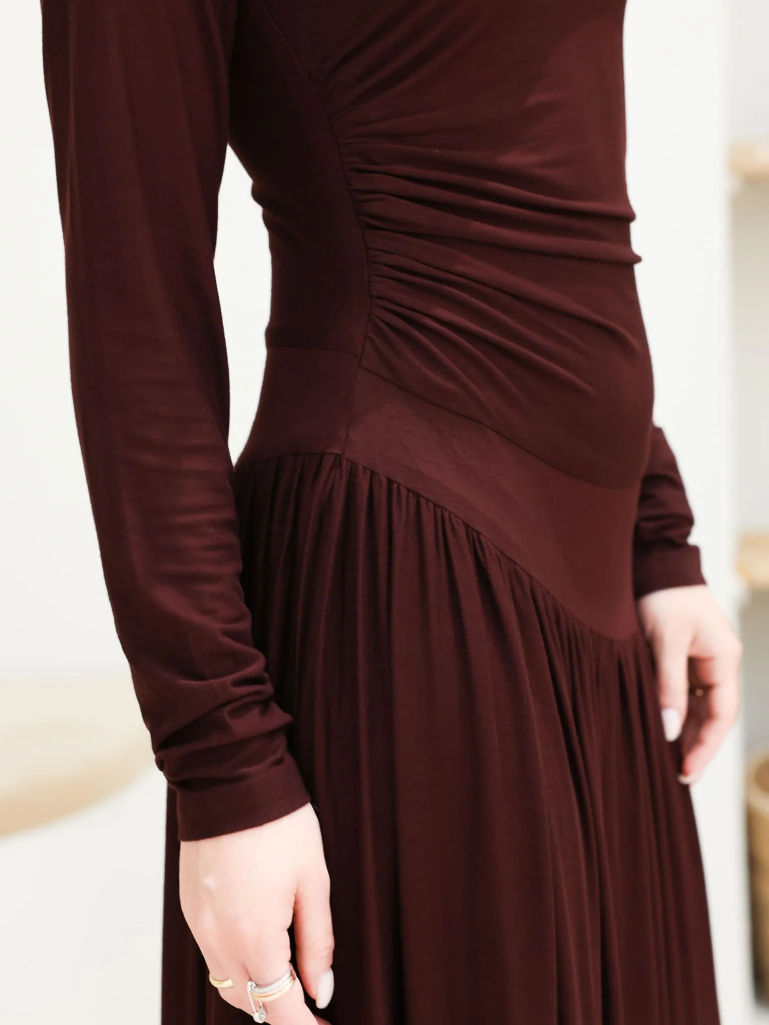 Caffra Brown Jersey Long Dress - Image 2