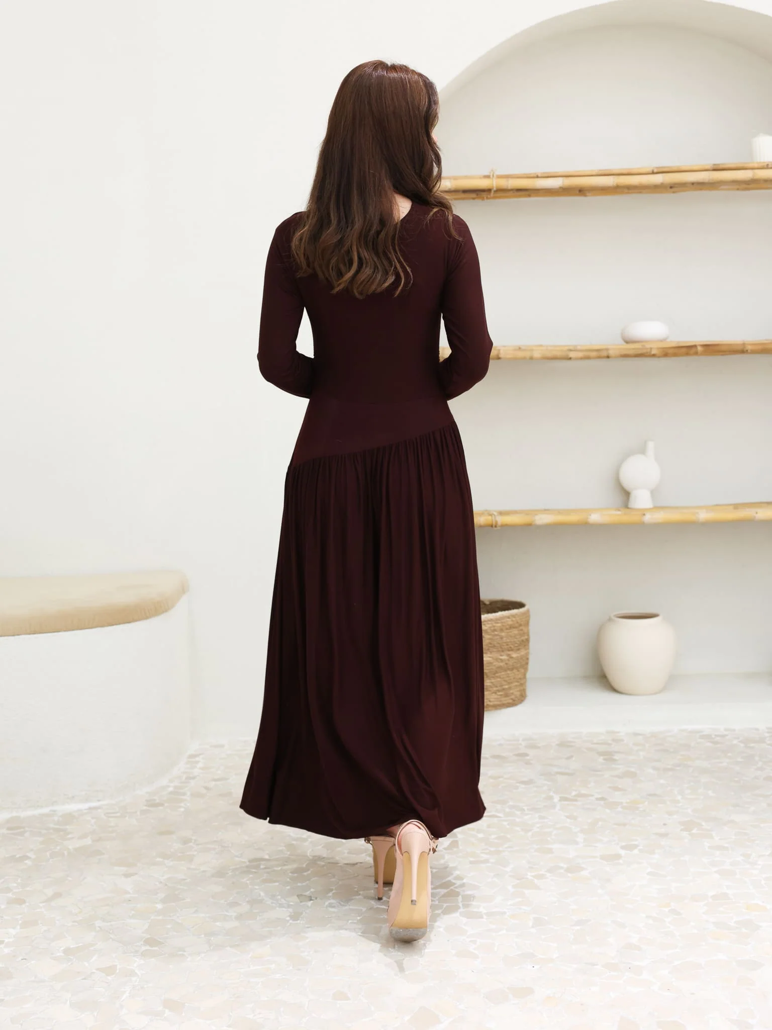 Caffra Brown Jersey Long Dress - Image 3