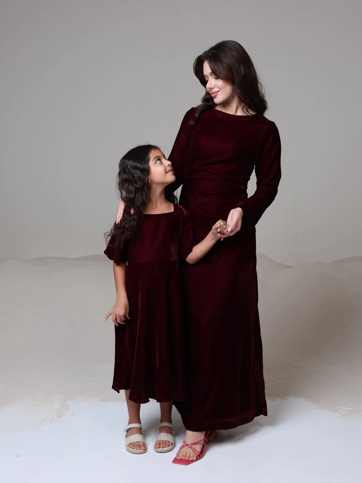 Calista Maroon Velvet Dress - Image 4