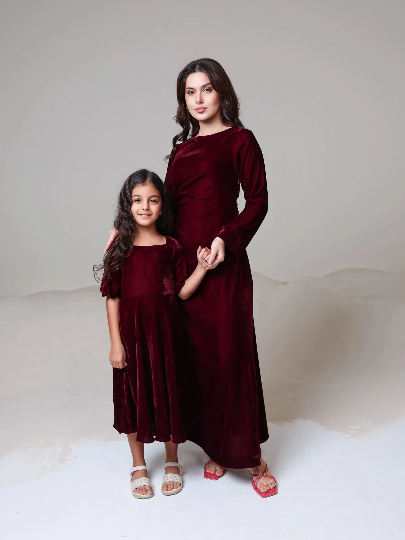 Calista Maroon Velvet Dress - Image 6