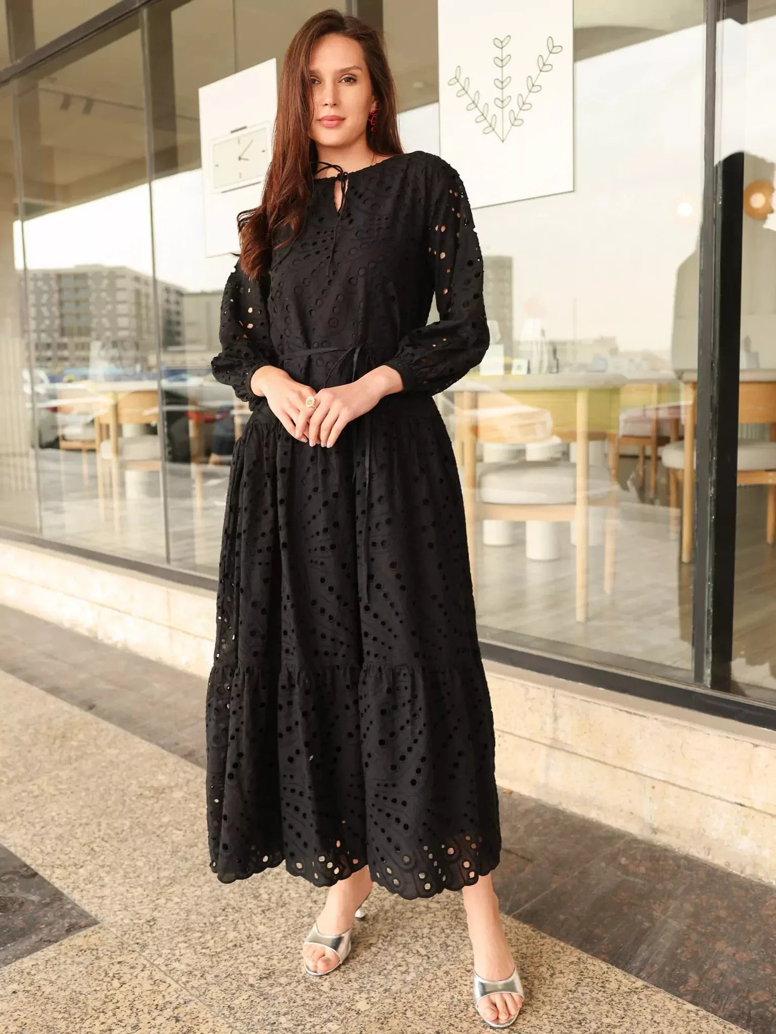 Cameo Black Cut Work Dress