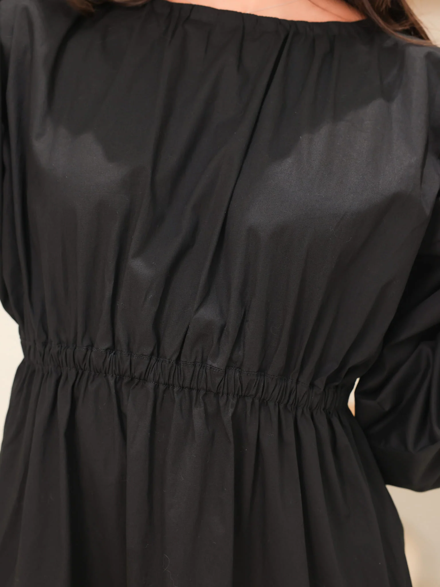 Caspian Black Poplin Dress - Image 4