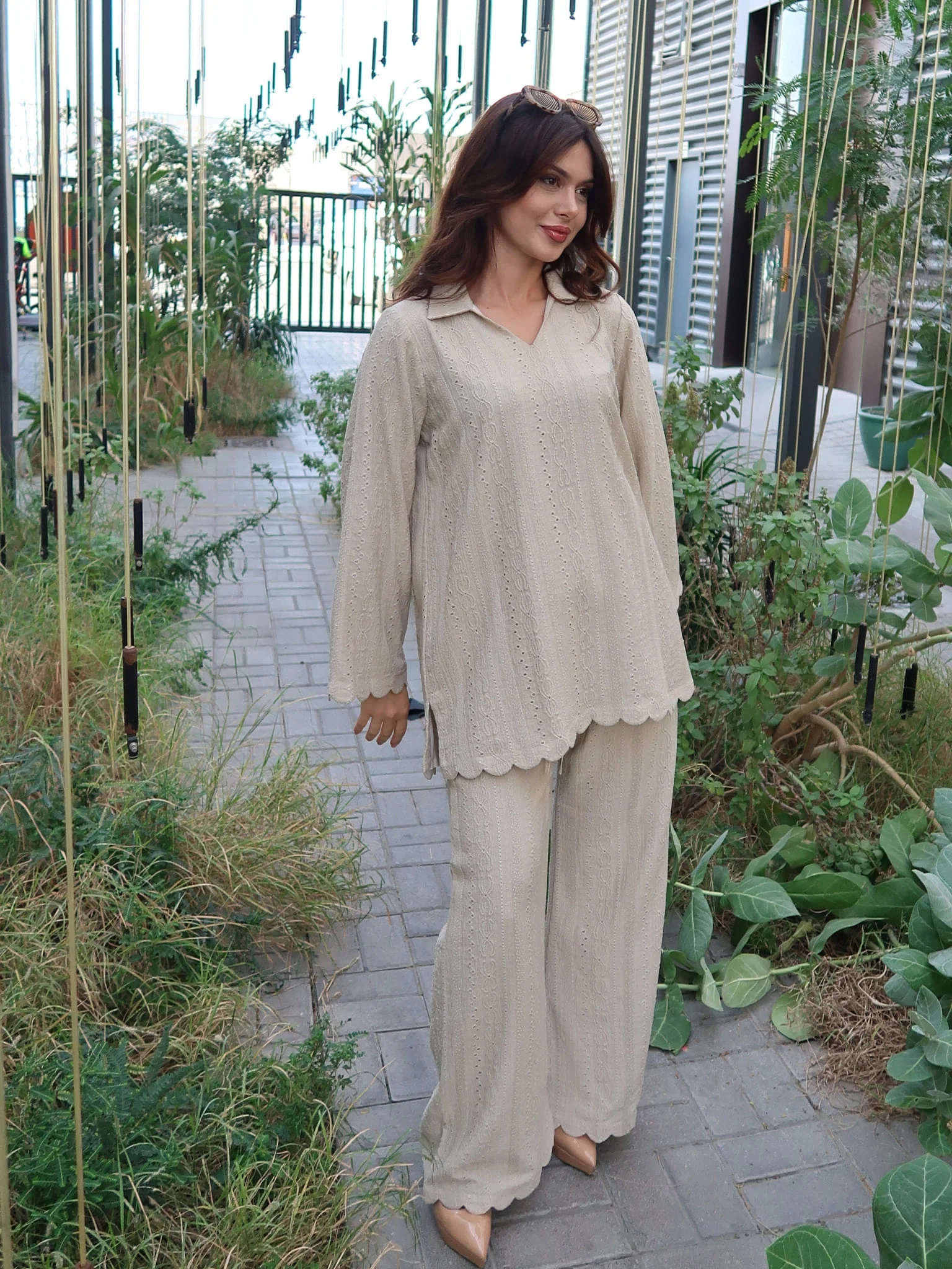 Cassia Crochet Sage Shirt - Image 2