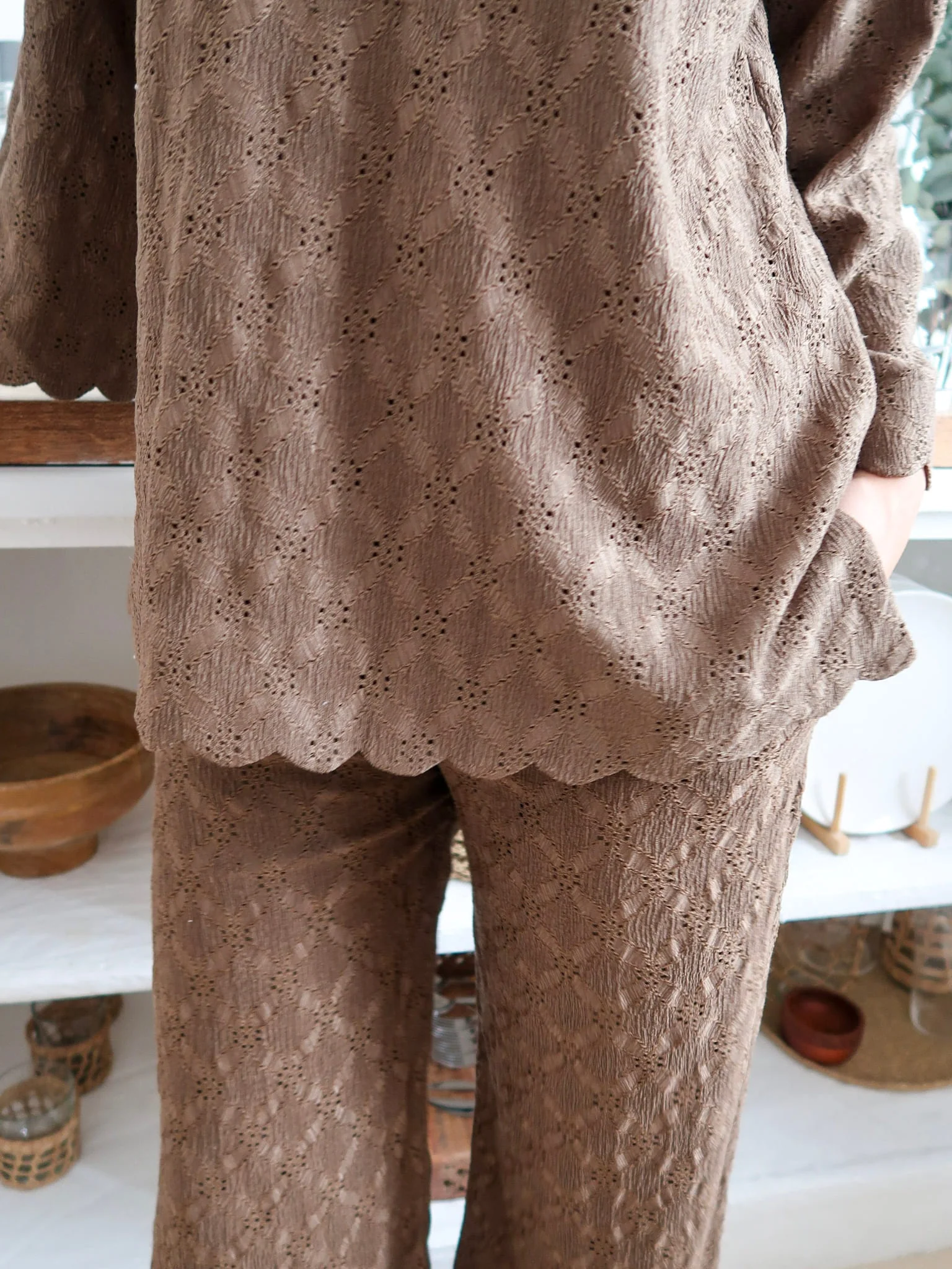 Cassia Olive Crochet Shirt - Image 4