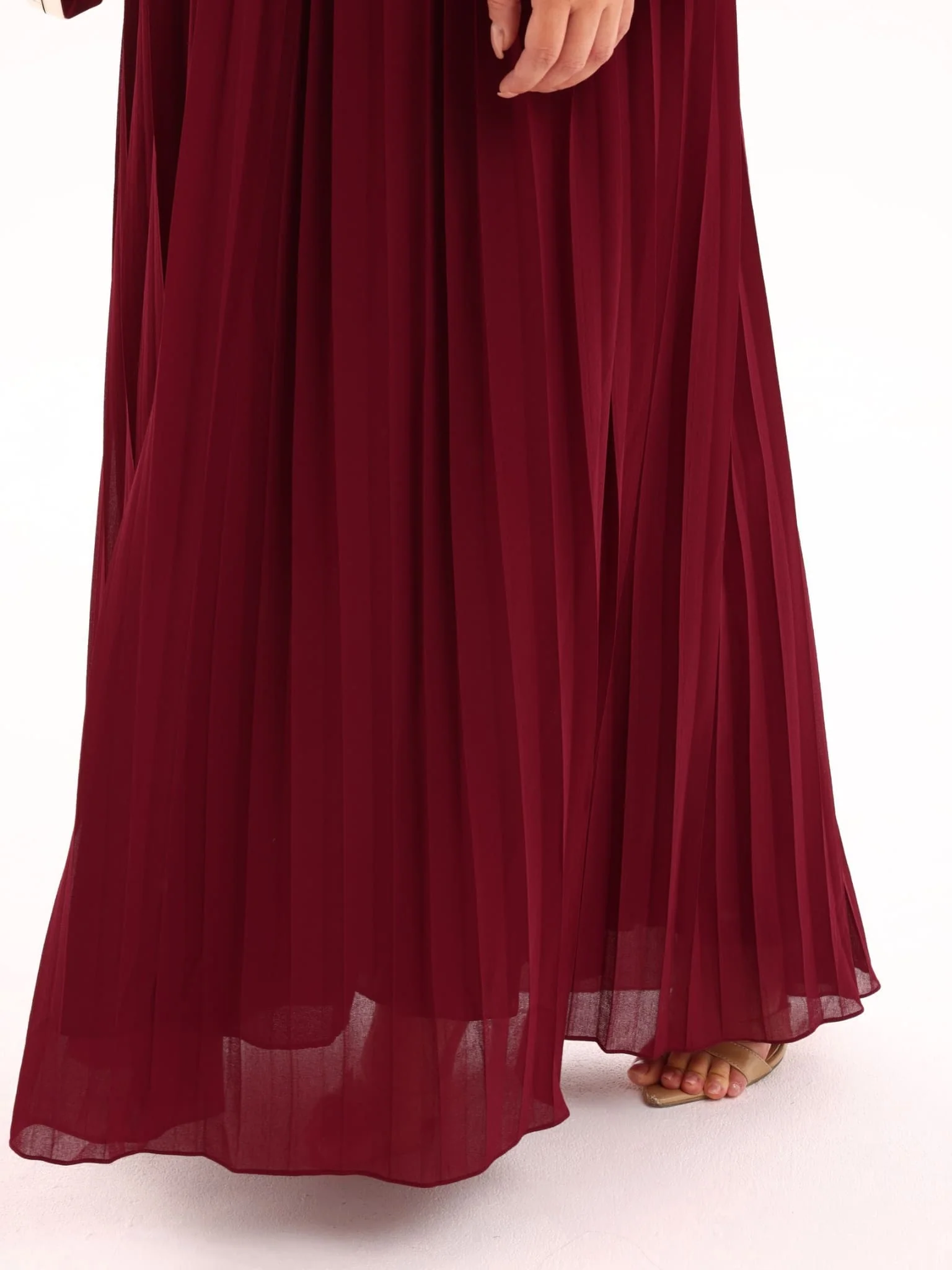 Celestine Maroon Pleated Long Dress - Image 9