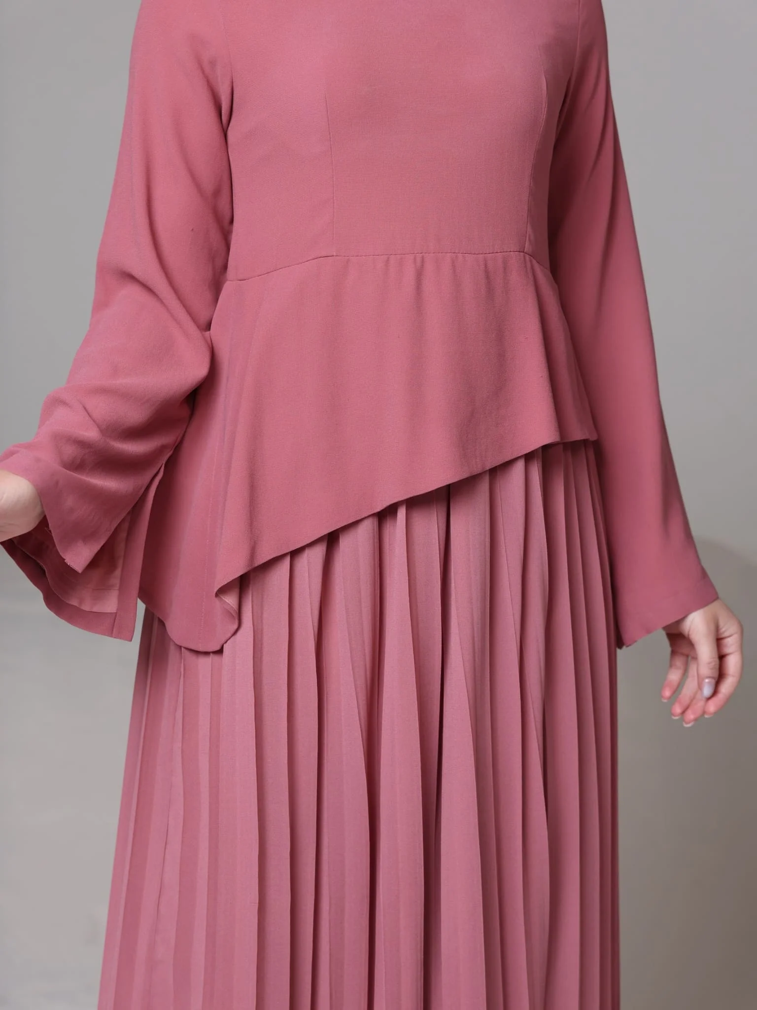 Celestine Pink Pleated Long Dress - Image 11