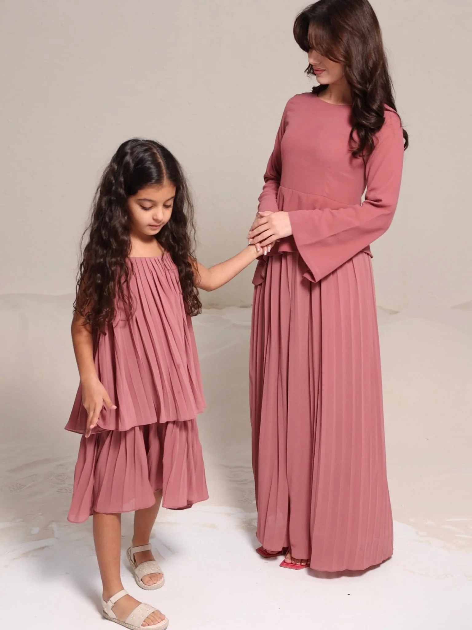 Celestine Pink Pleated Long Dress - Image 4