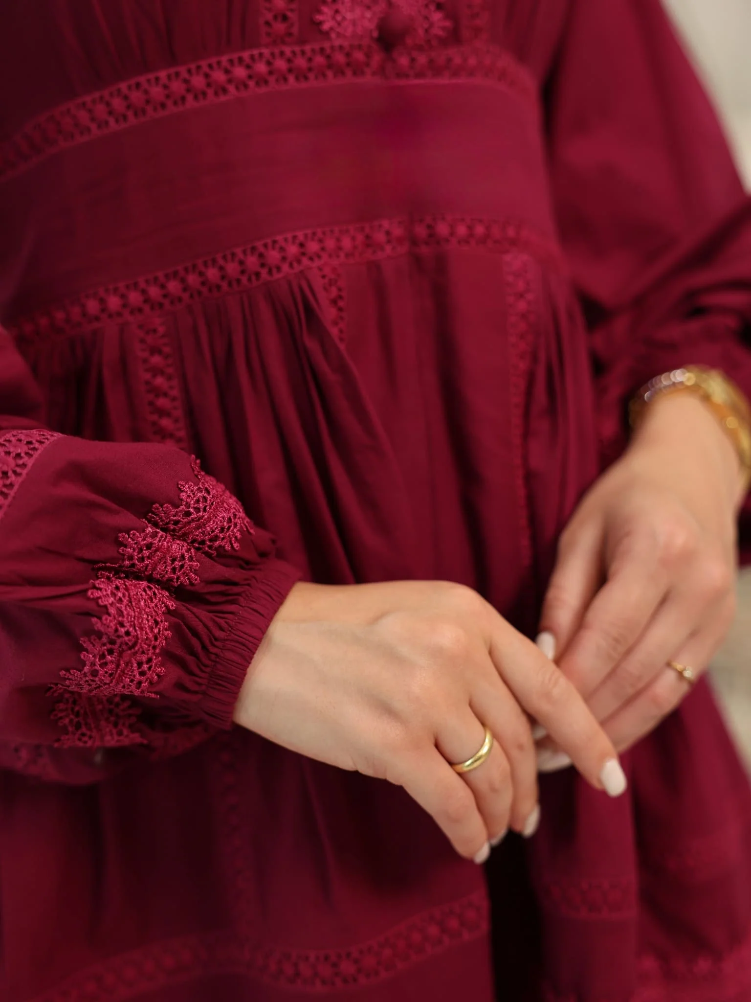 Celosia Plum Lace Long Dress - Image 4