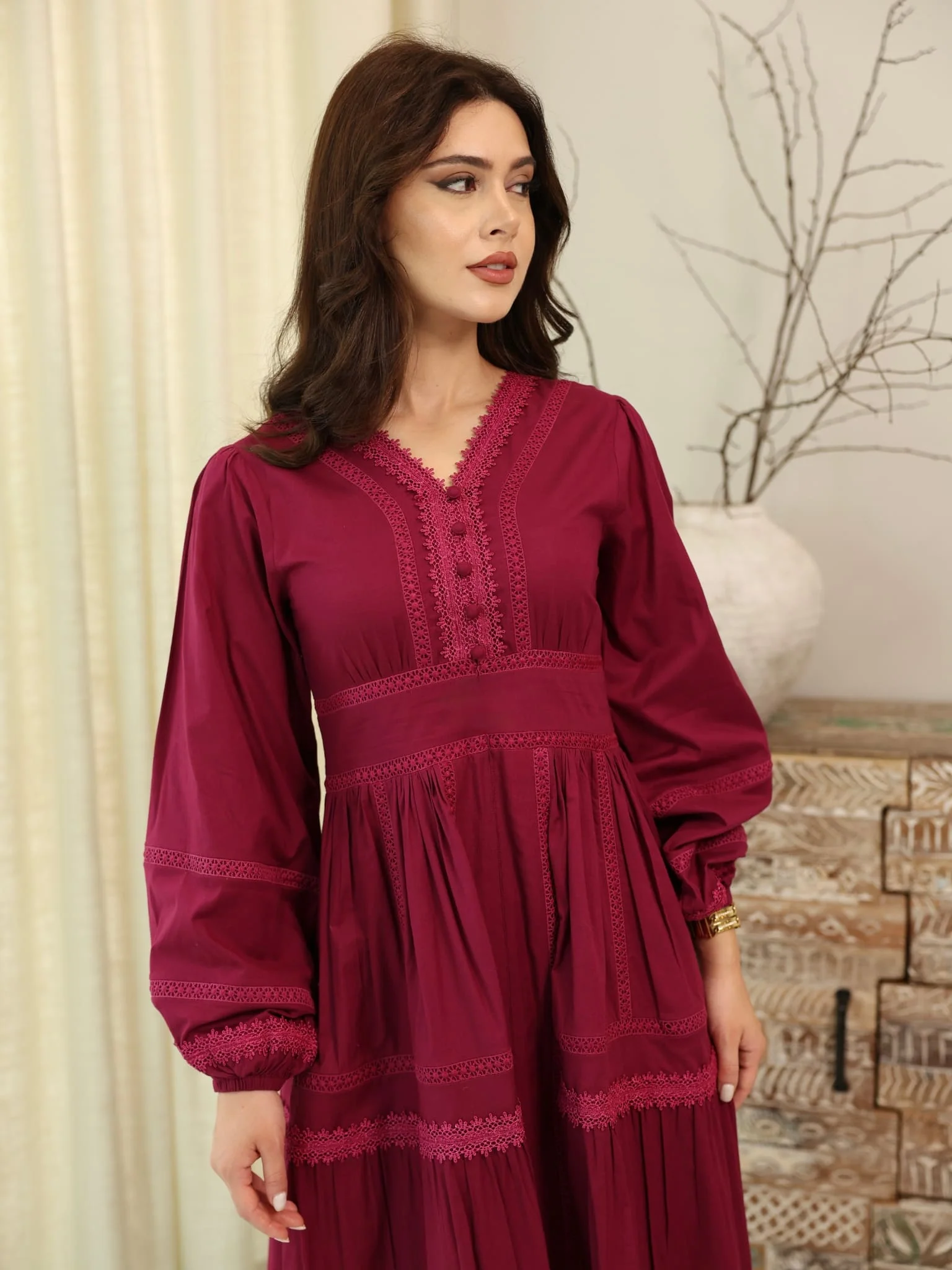 Celosia Plum Lace Long Dress - Image 7