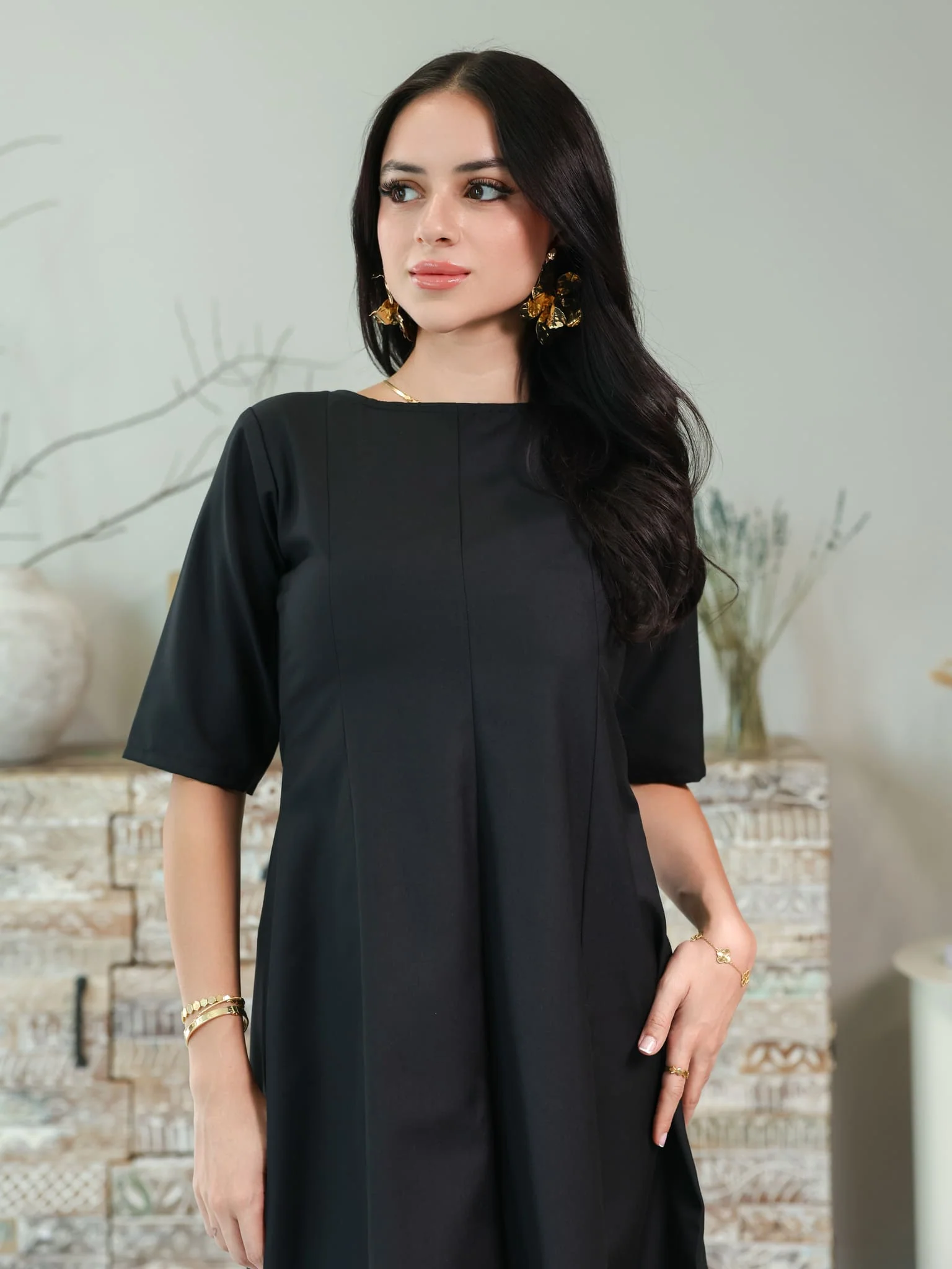 Cigar Panel Black Long Dress - Image 10