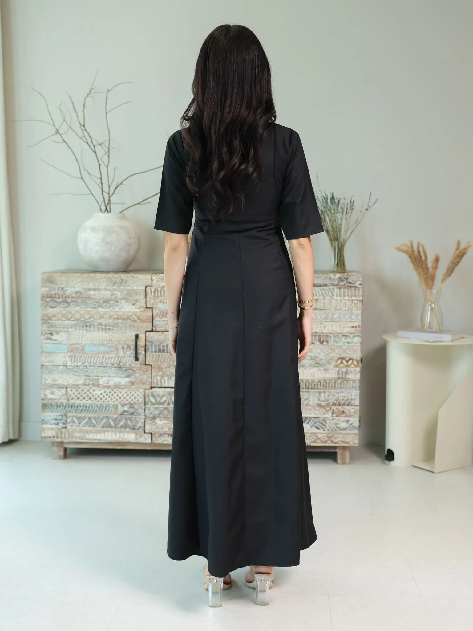 Cigar Panel Black Long Dress - Image 3