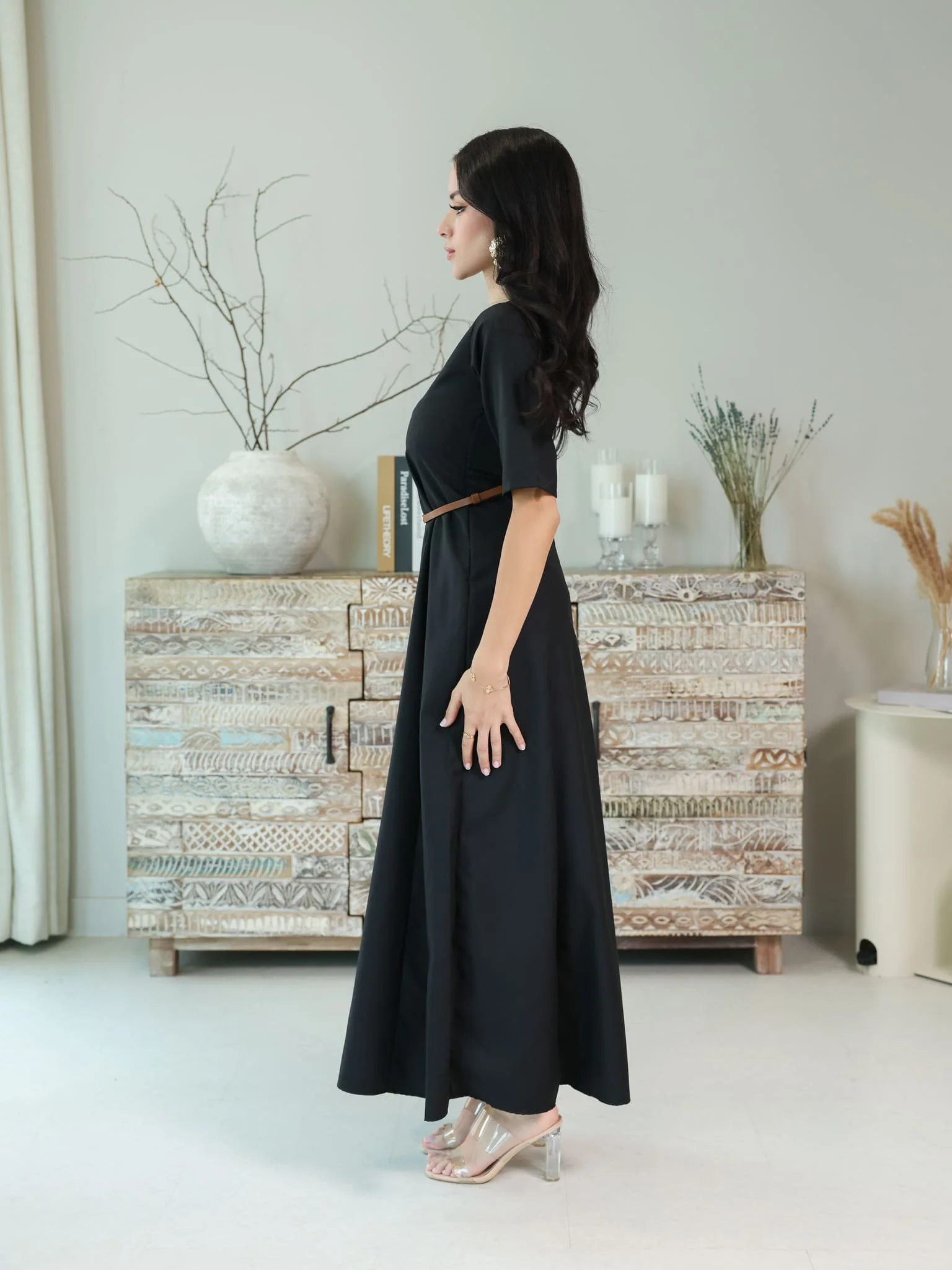 Cigar Panel Black Long Dress - Image 4