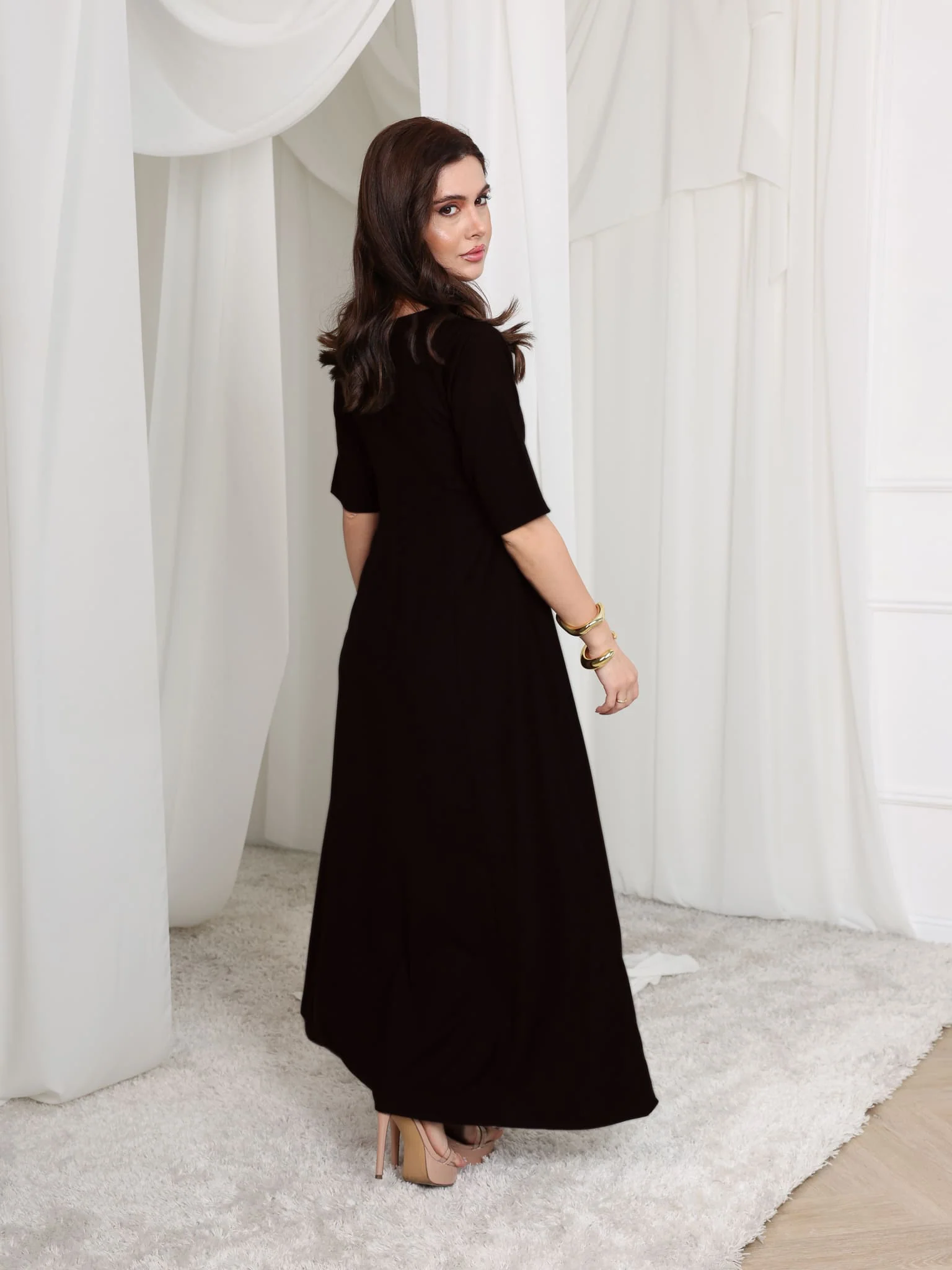 Cigar Panel Black Long Dress - Image 5