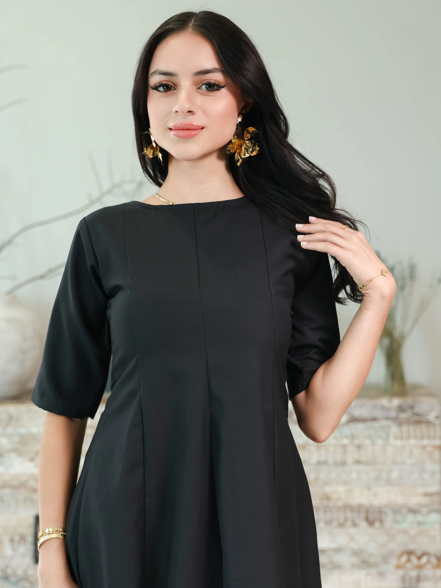 Cigar Panel Black Long Dress - Image 7