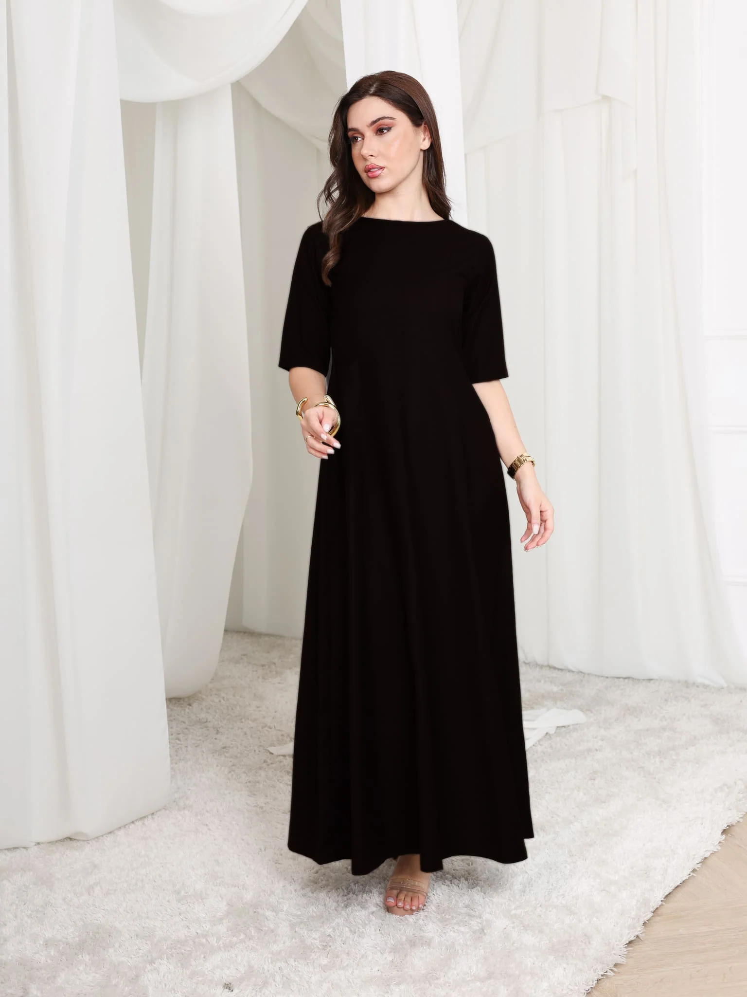 Cigar Panel Black Long Dress - Image 8