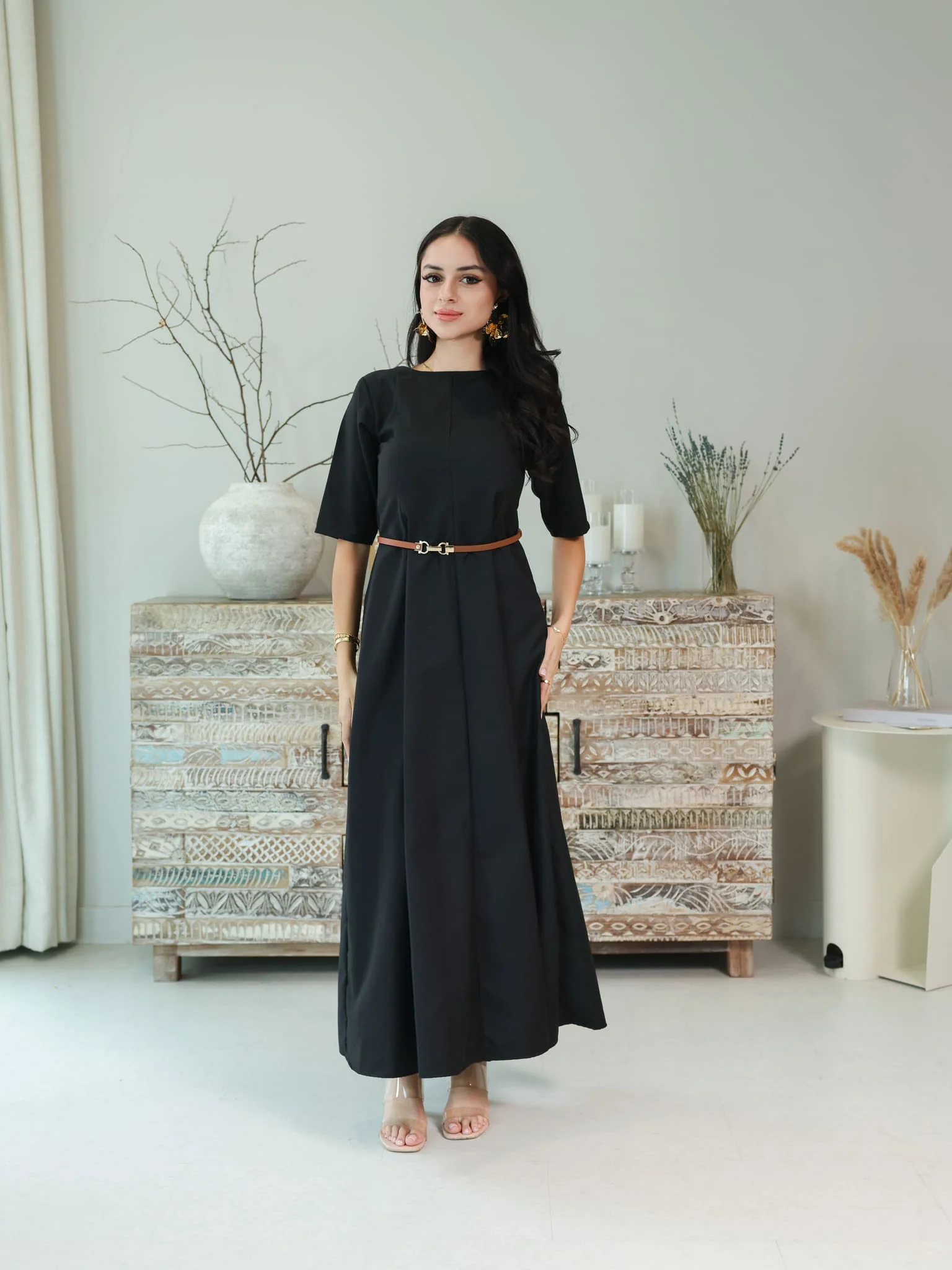 Cigar Panel Black Long Dress - Image 9