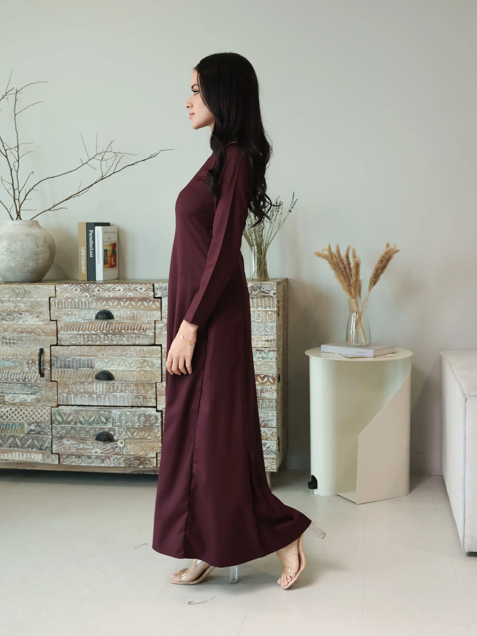 Cigar Panel Plum Long Dress - Image 10