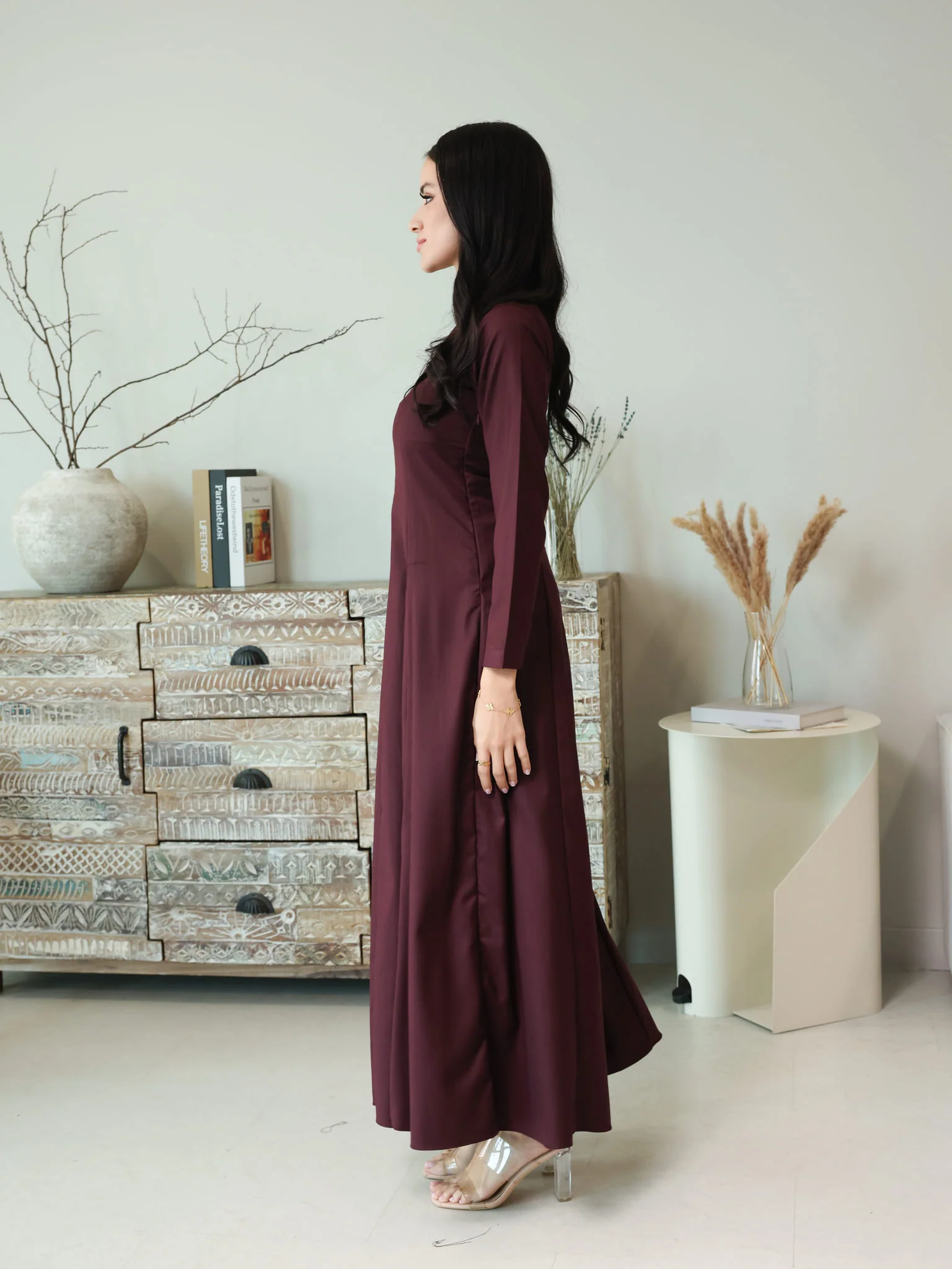 Cigar Panel Plum Long Dress - Image 3