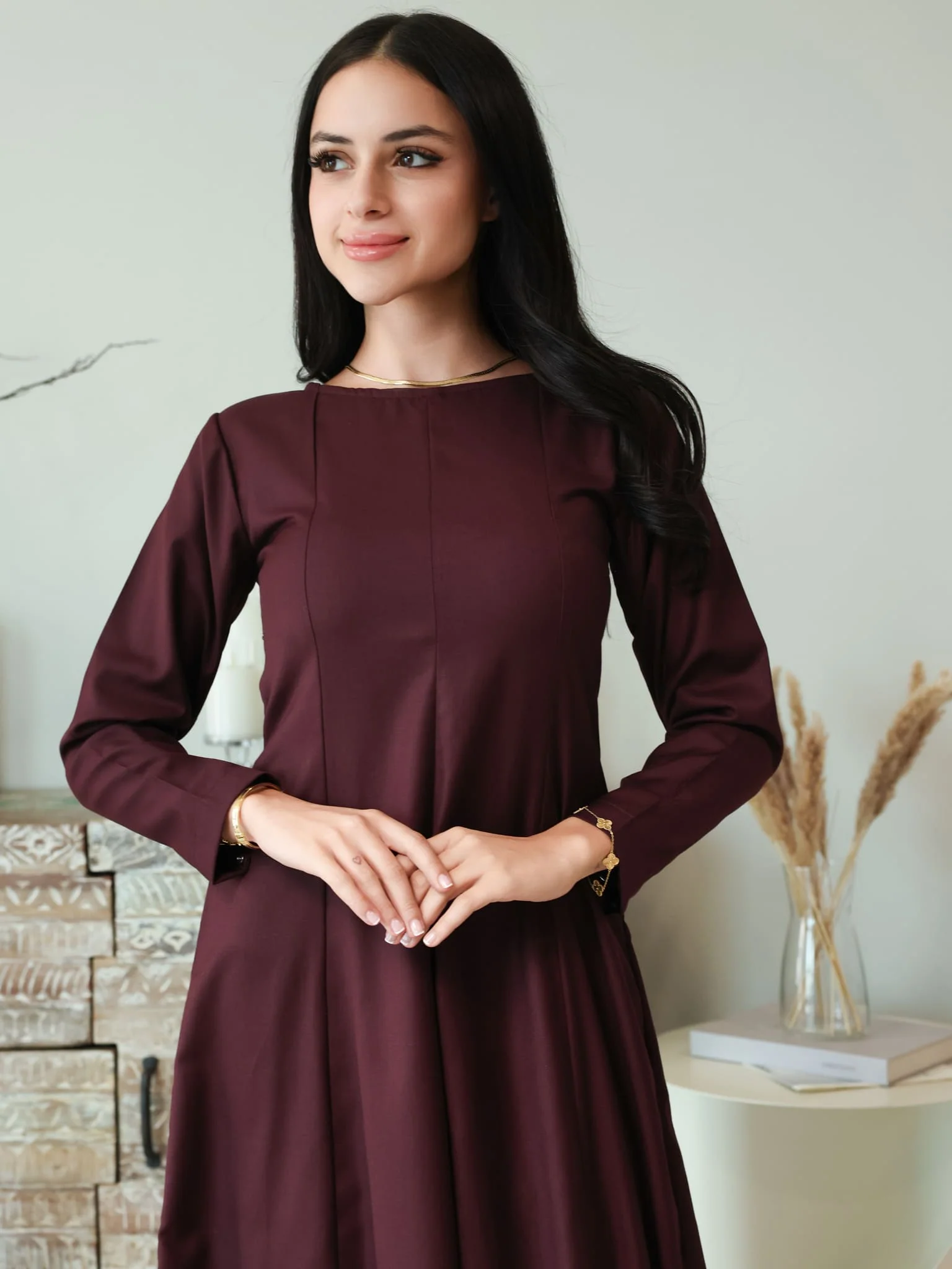 Cigar Panel Plum Long Dress - Image 4