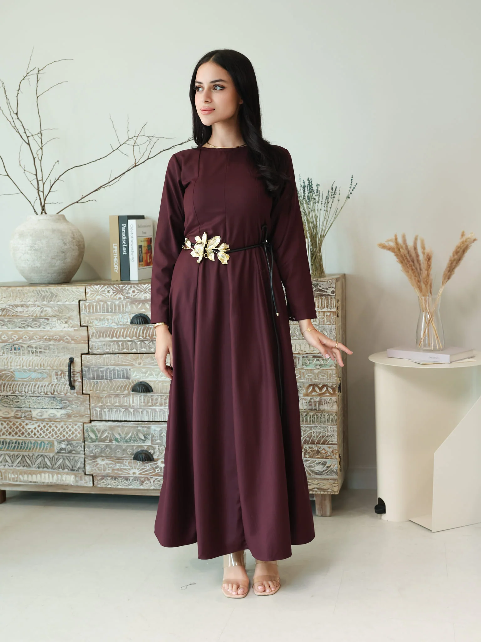 Cigar Panel Plum Long Dress - Image 5