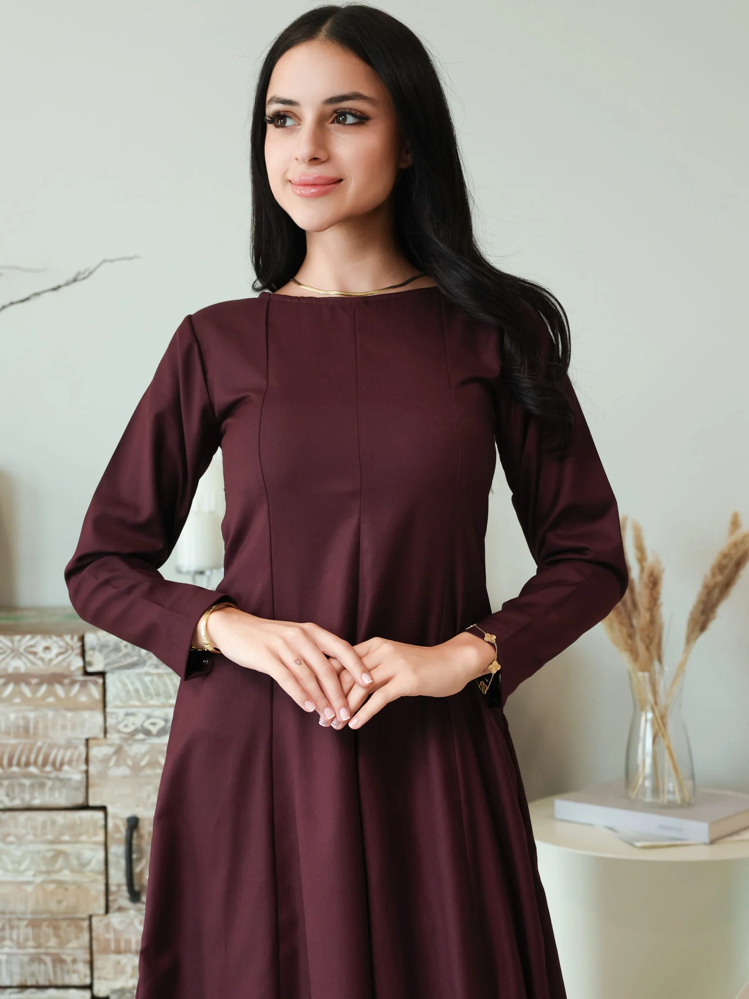 Cigar Panel Plum Long Dress - Image 6