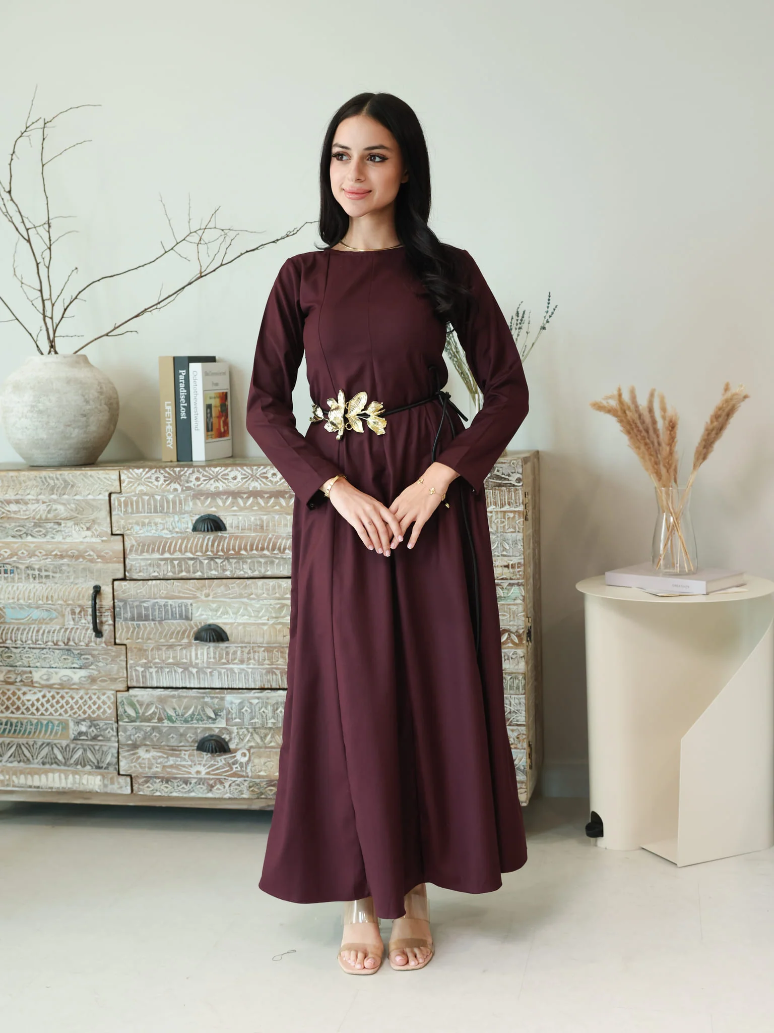 Cigar Panel Plum Long Dress - Image 7