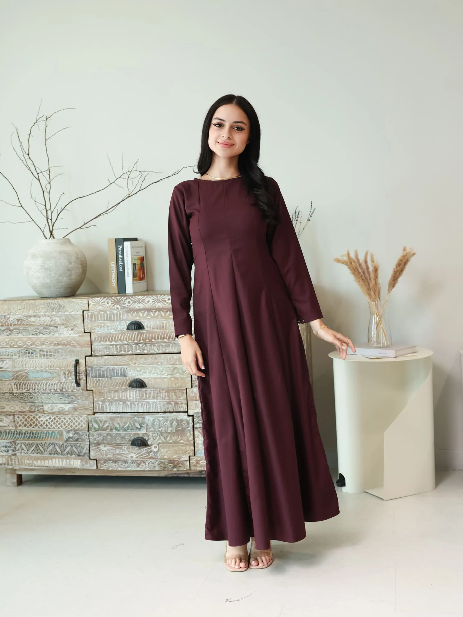 Cigar Panel Plum Long Dress - Image 9