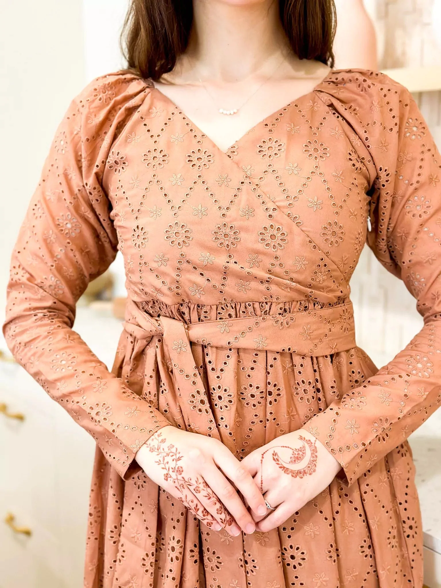 Creamsicle Cut Work Embroidered Dress - Image 2