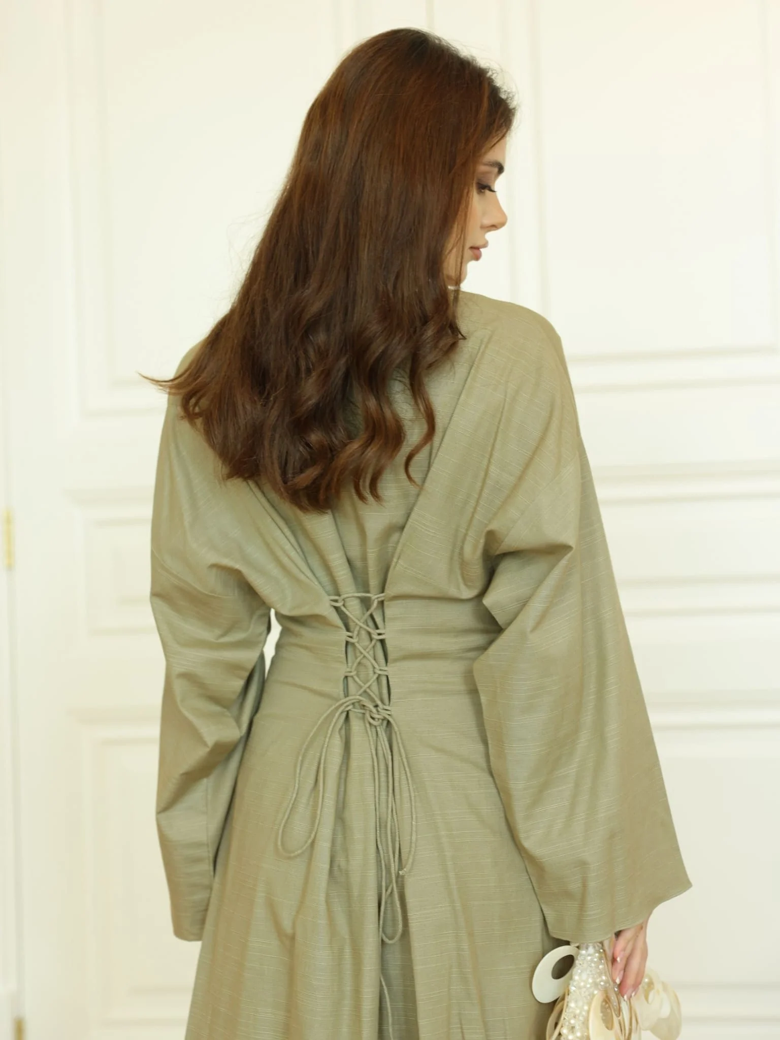 Cyinth Pleated Olive Dress - Image 4