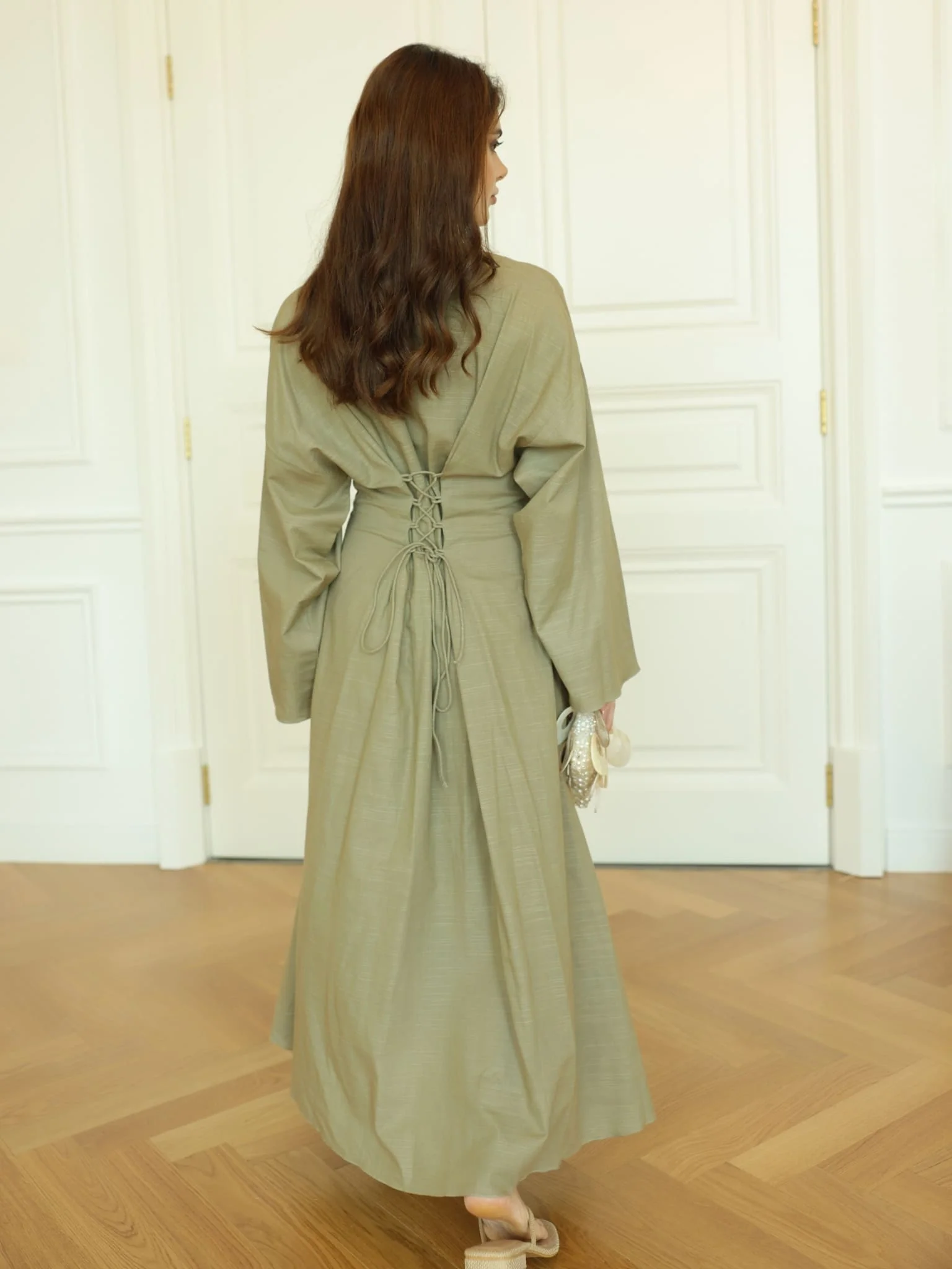 Cyinth Pleated Olive Dress - Image 5