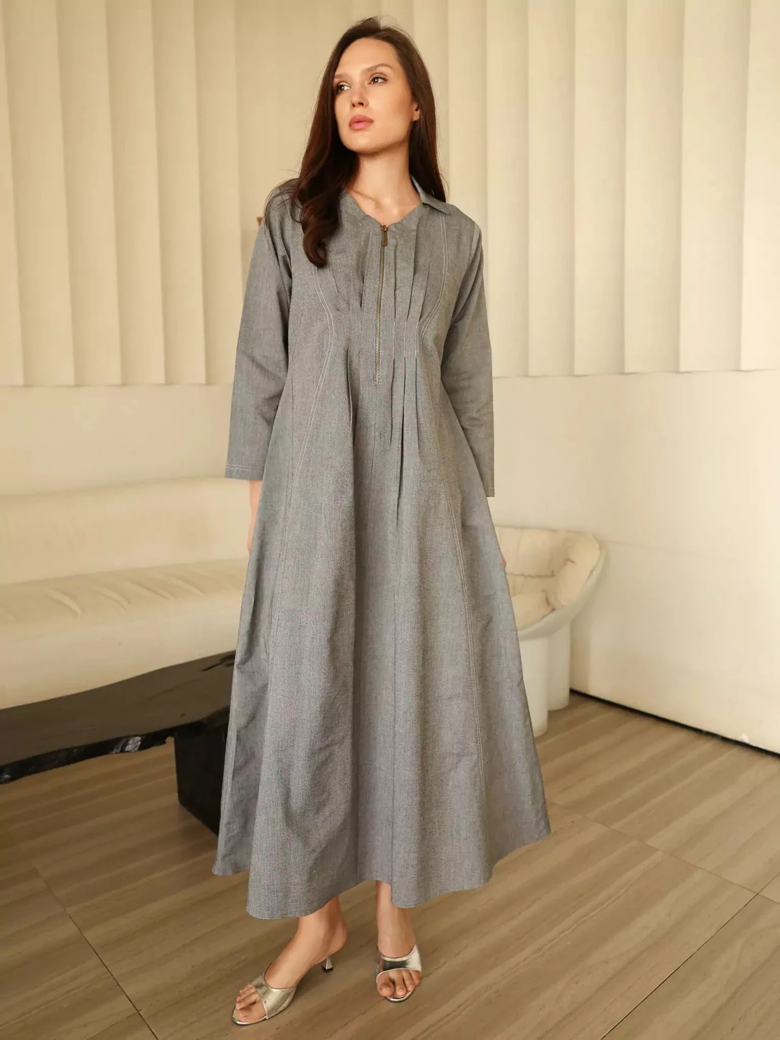 Daks Denim Pleated Dress - Image 4