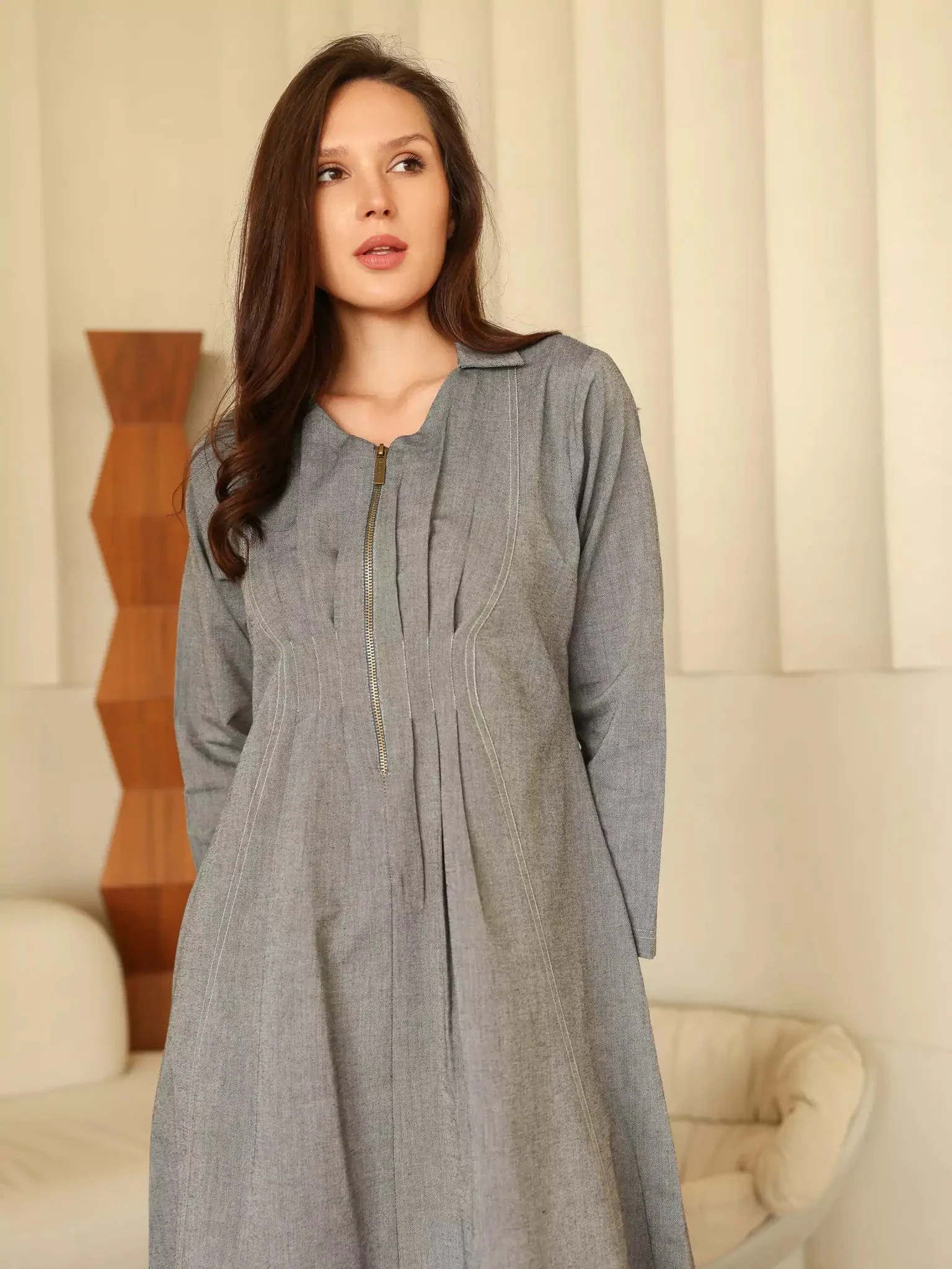 Daks Denim Pleated Dress - Image 5