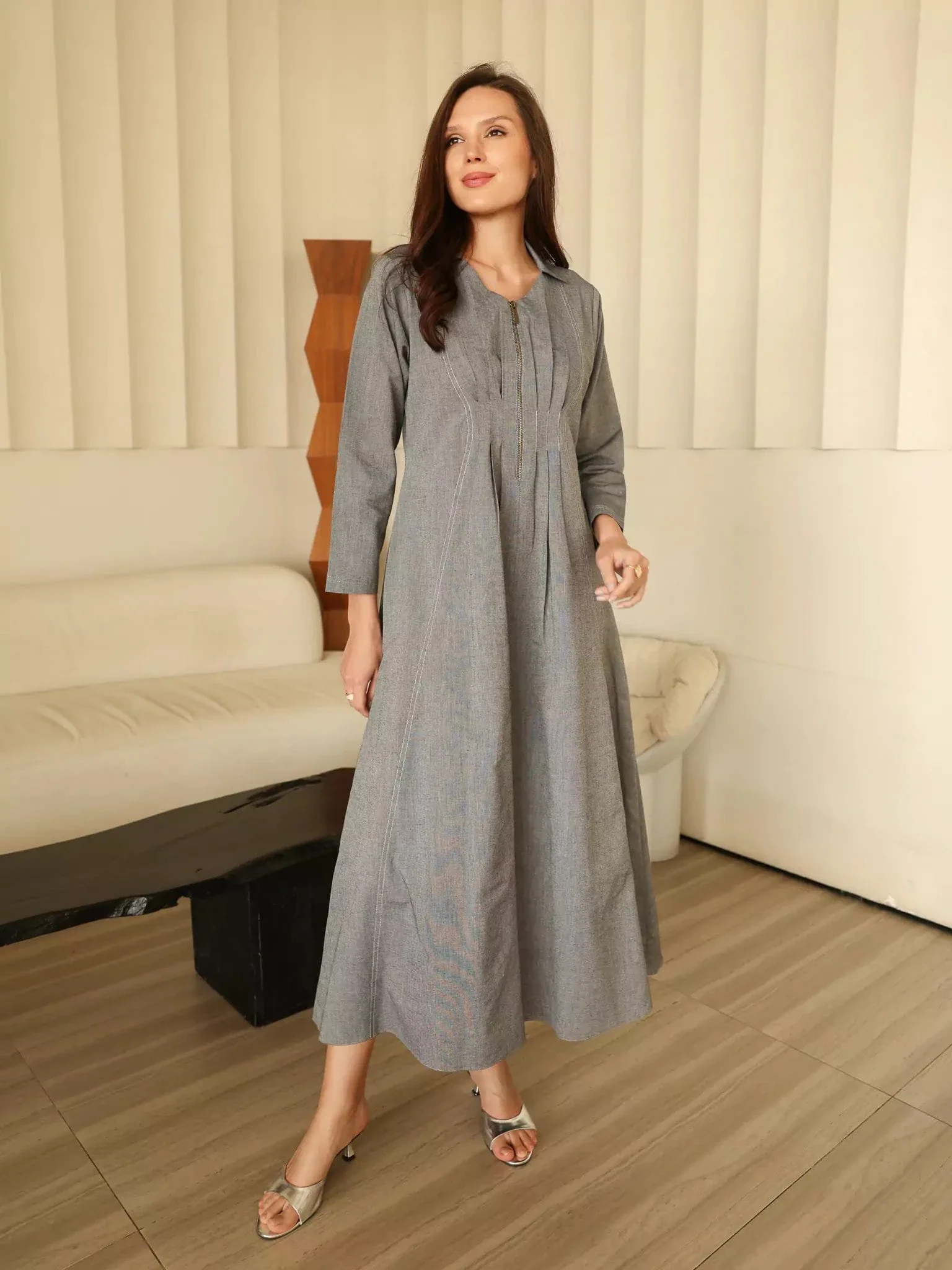 Daks Denim Pleated Dress - Image 7