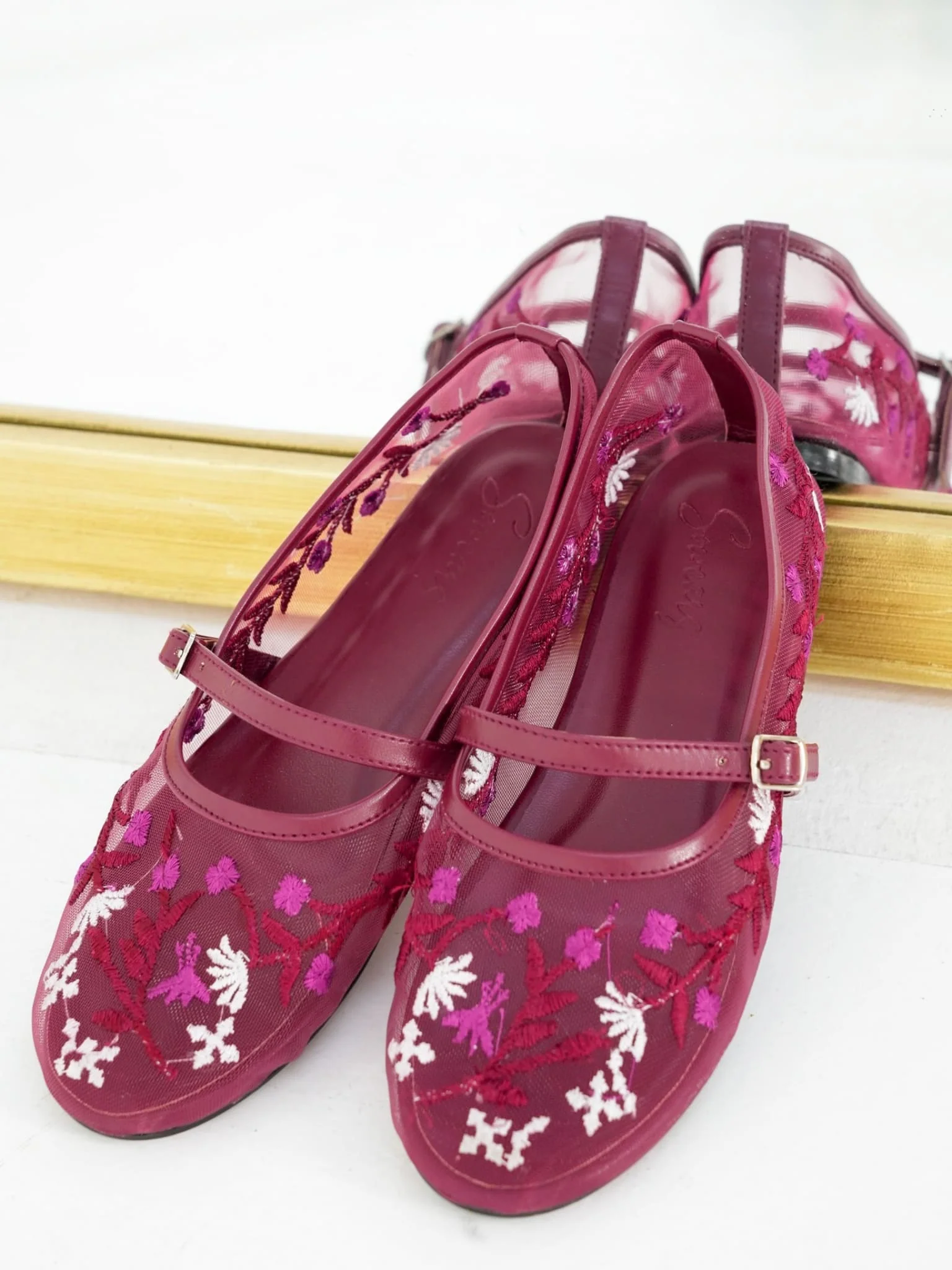 Deep Plum Floral Flats - Image 3