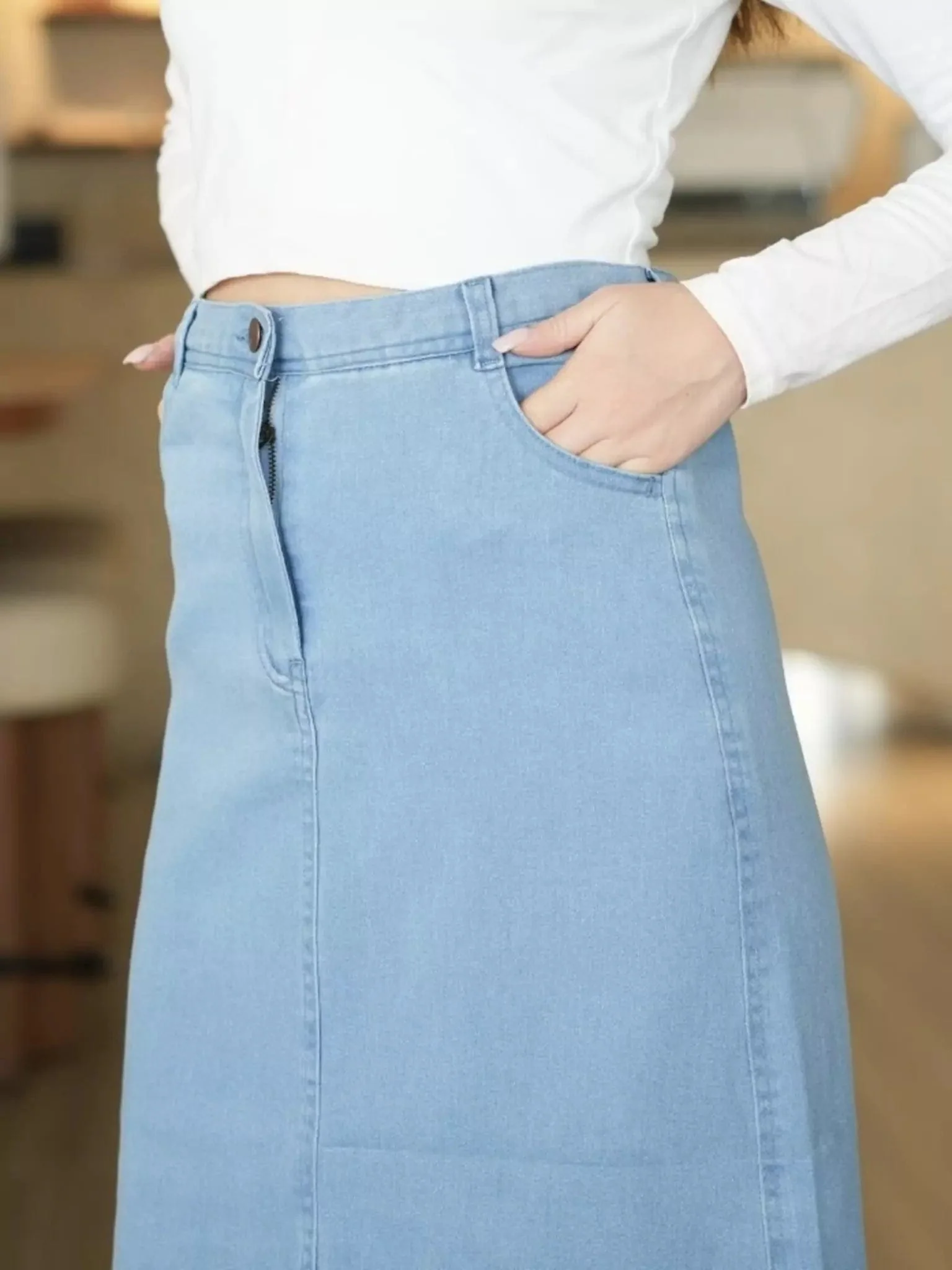 Denim Panel Skirt - Image 2