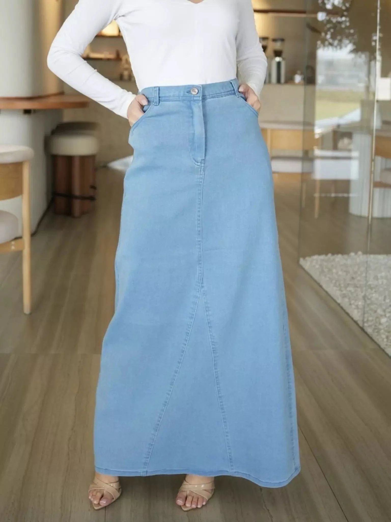 Denim Panel Skirt - Image 5