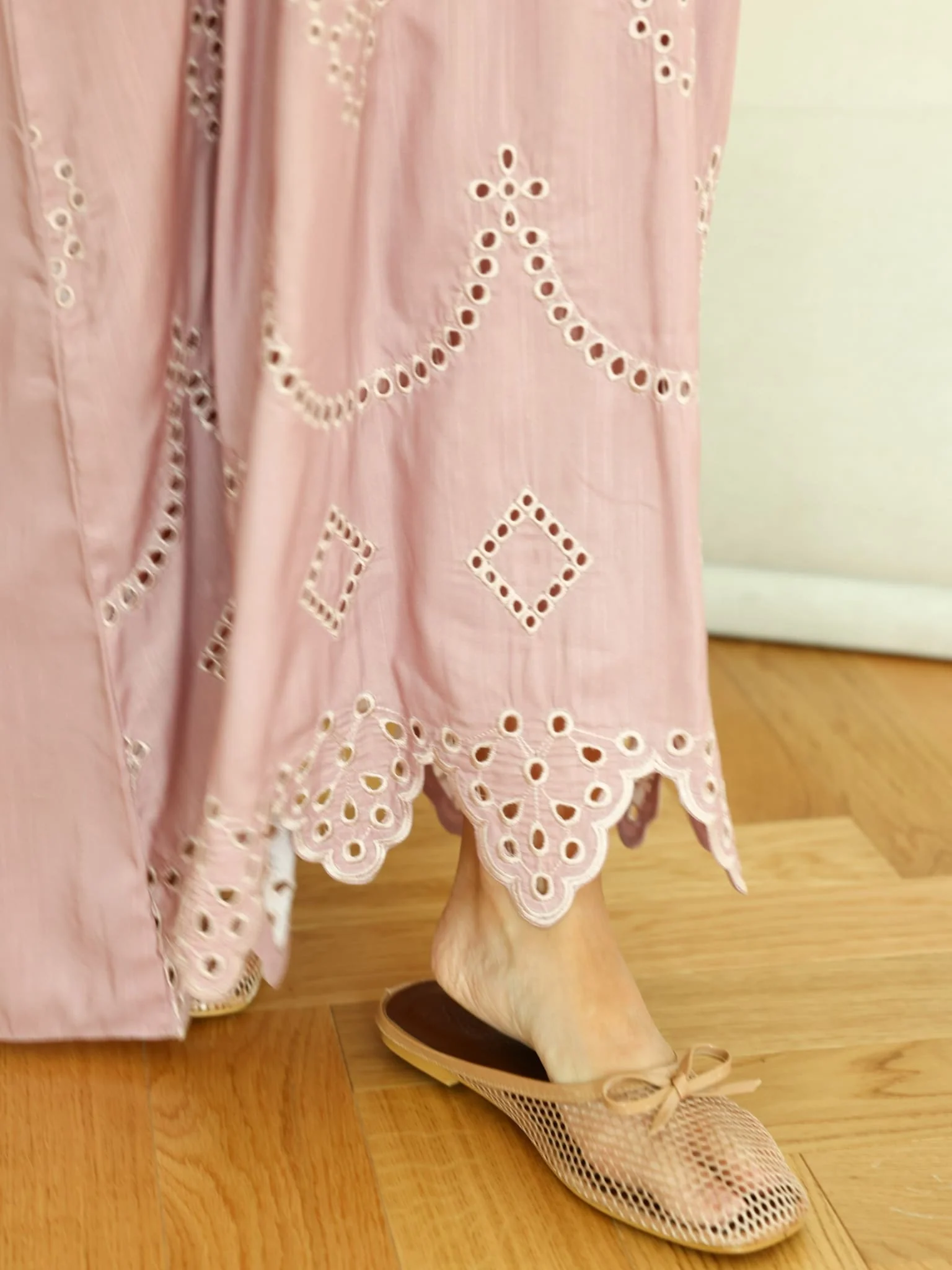 Dovia Mauve Cutwork Long Dress - Image 4