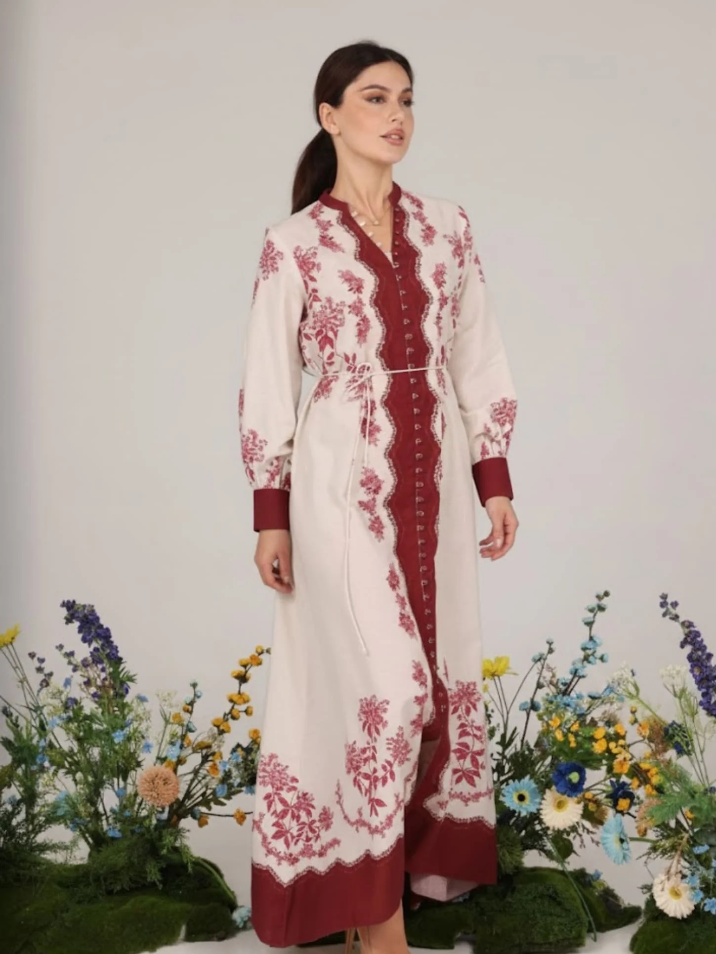 Eiraleaf Maroon Long Dress