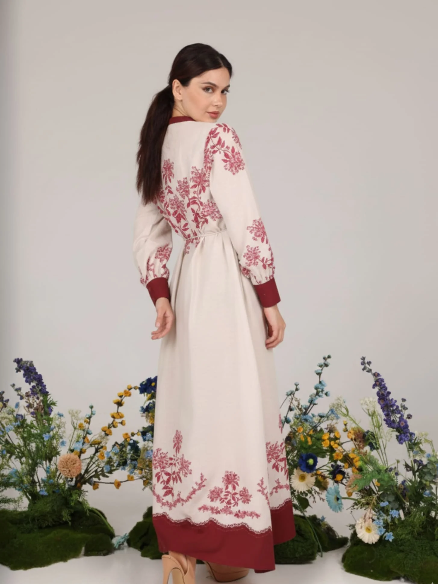 Eiraleaf Maroon Long Dress - Image 11