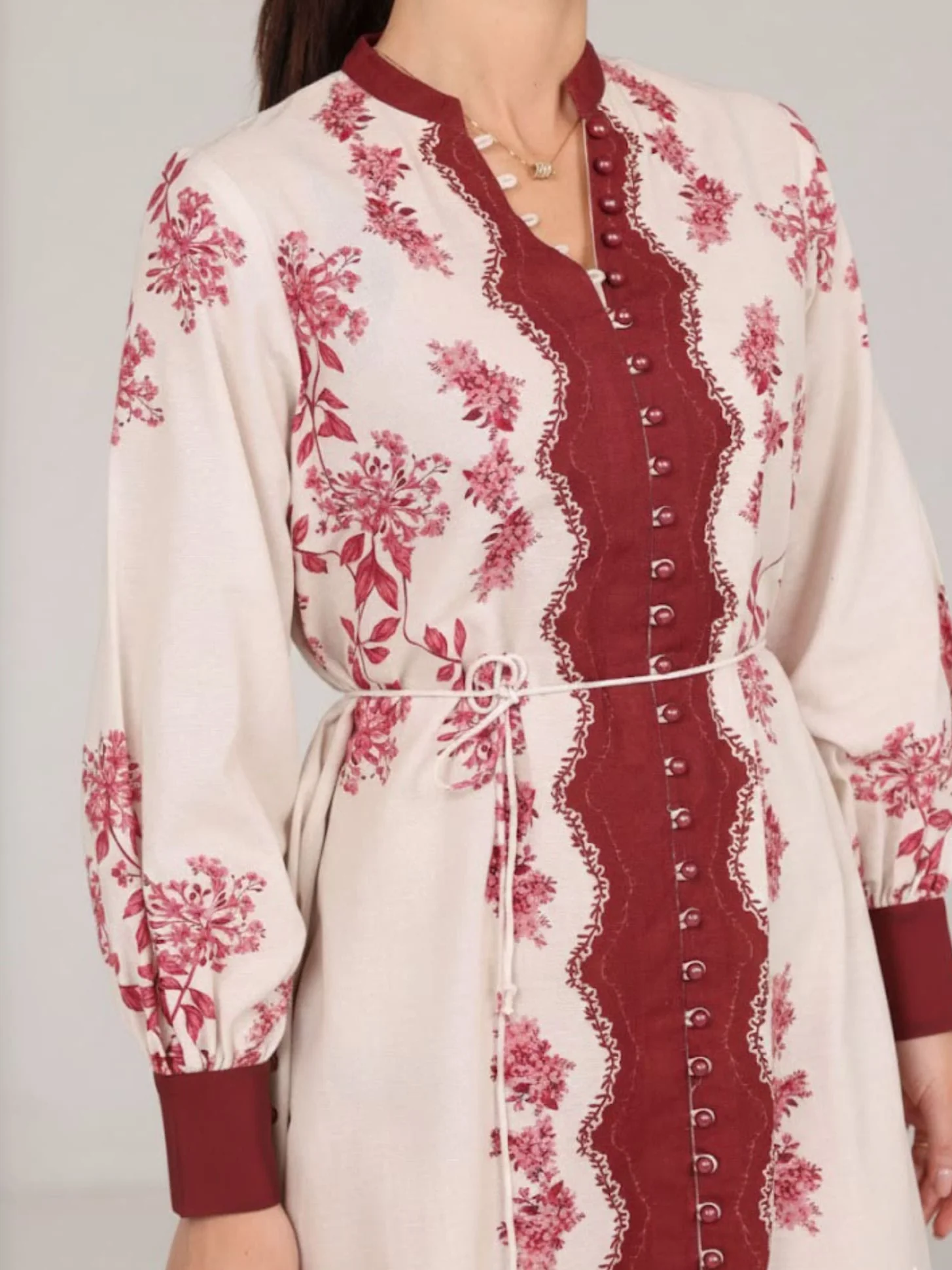 Eiraleaf Maroon Long Dress - Image 2