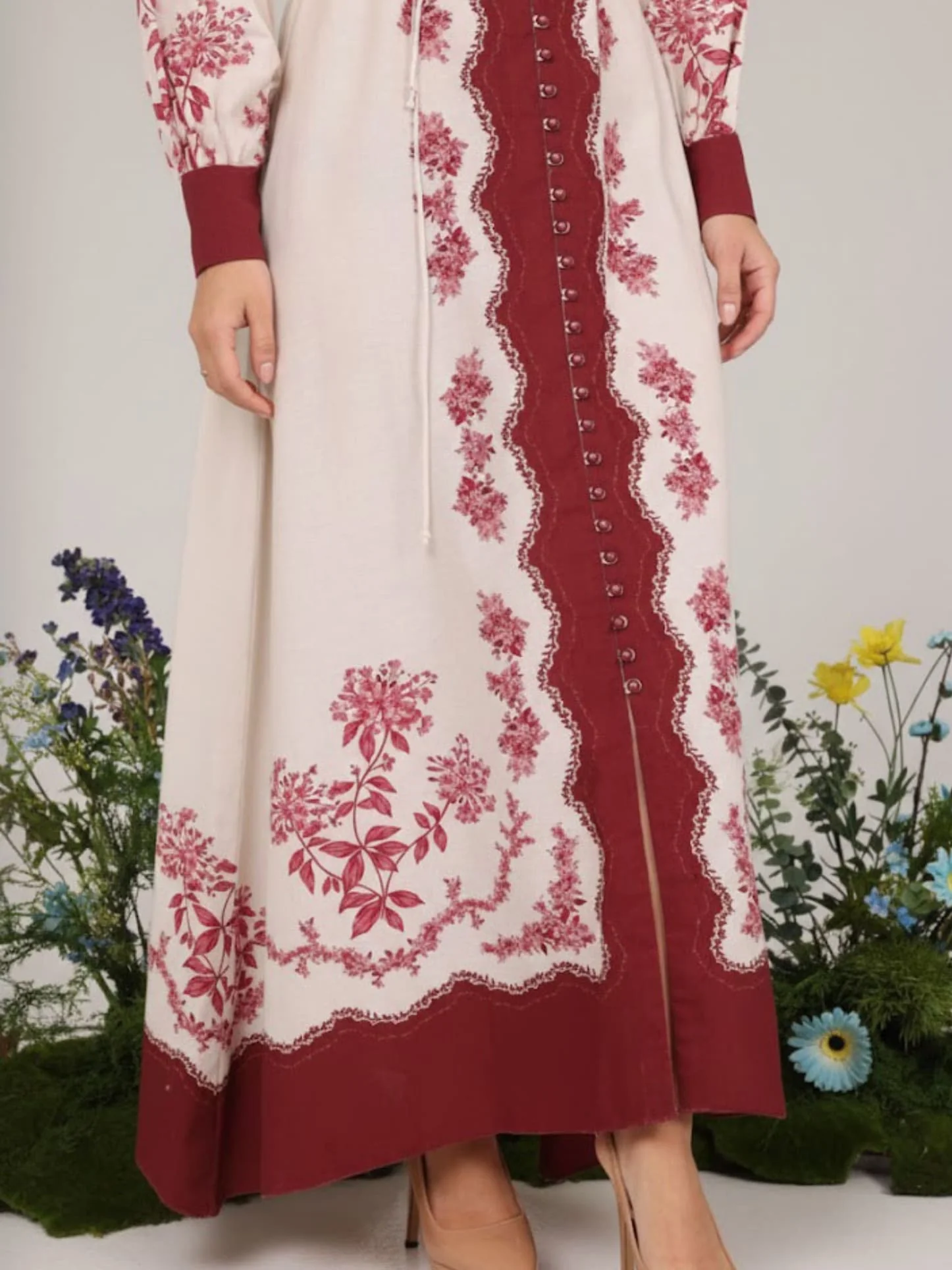 Eiraleaf Maroon Long Dress - Image 7