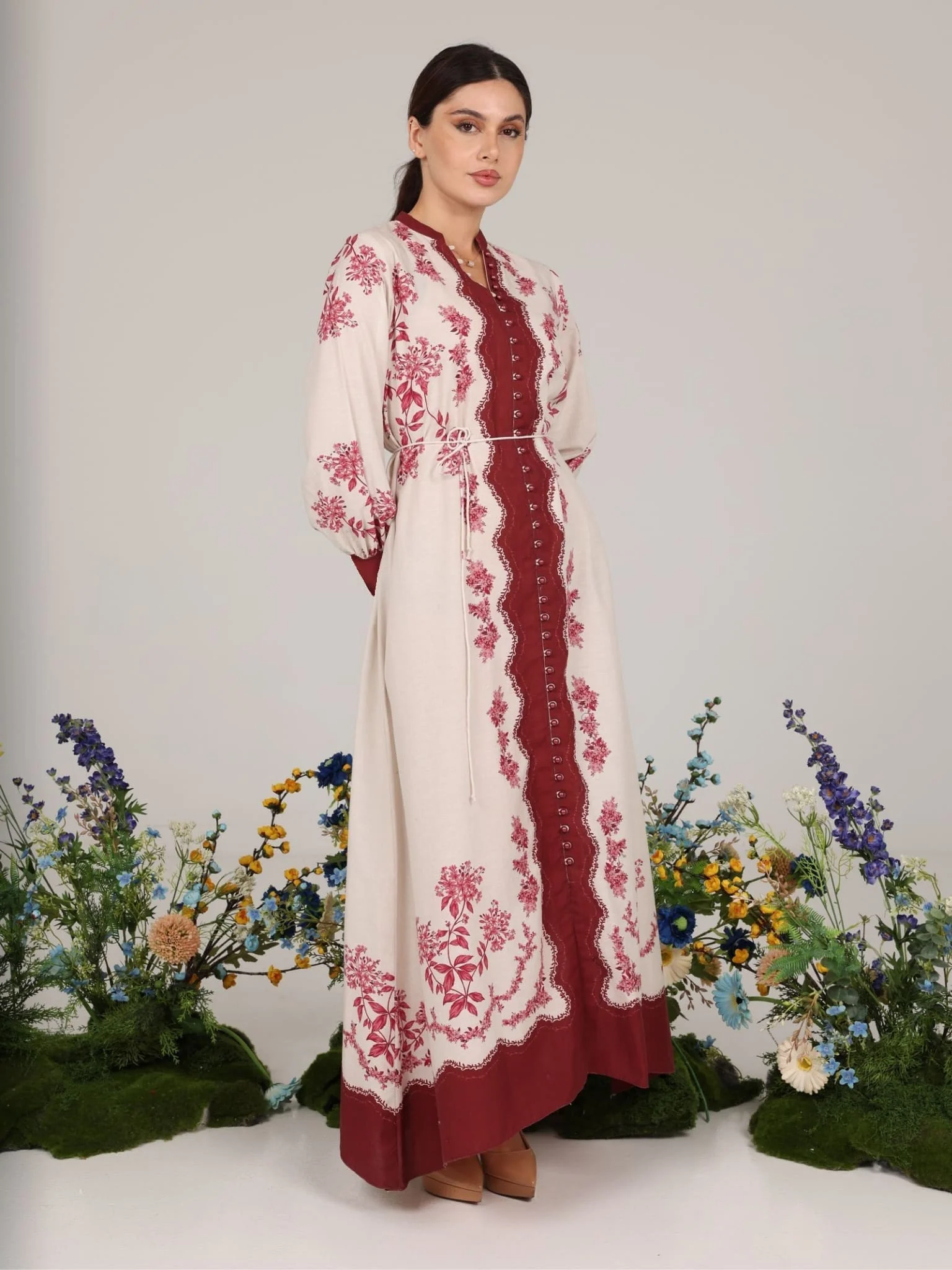 Eiraleaf Maroon Long Dress - Image 9