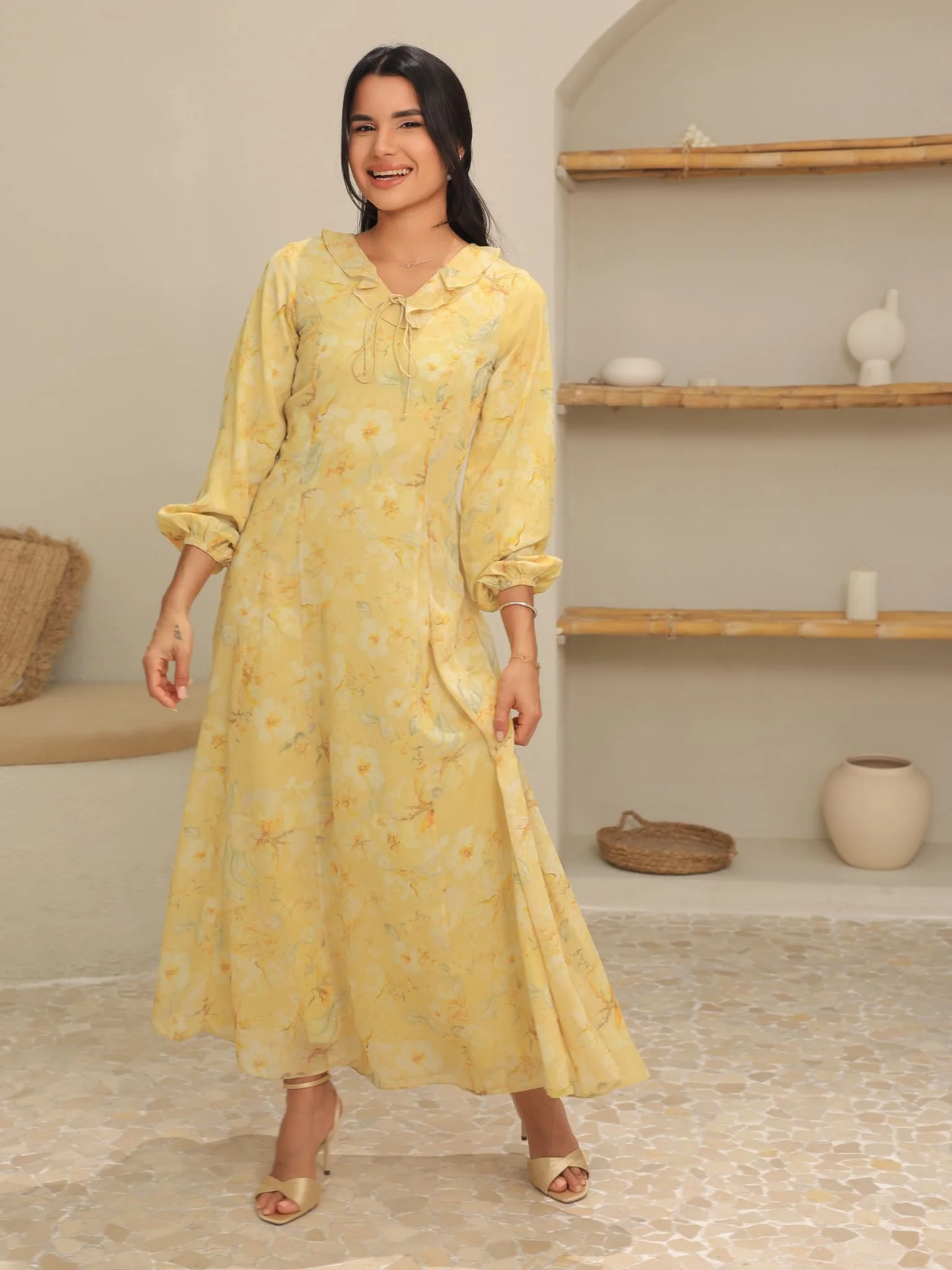 Elaine Butter Floral Panel Dress - Image 7