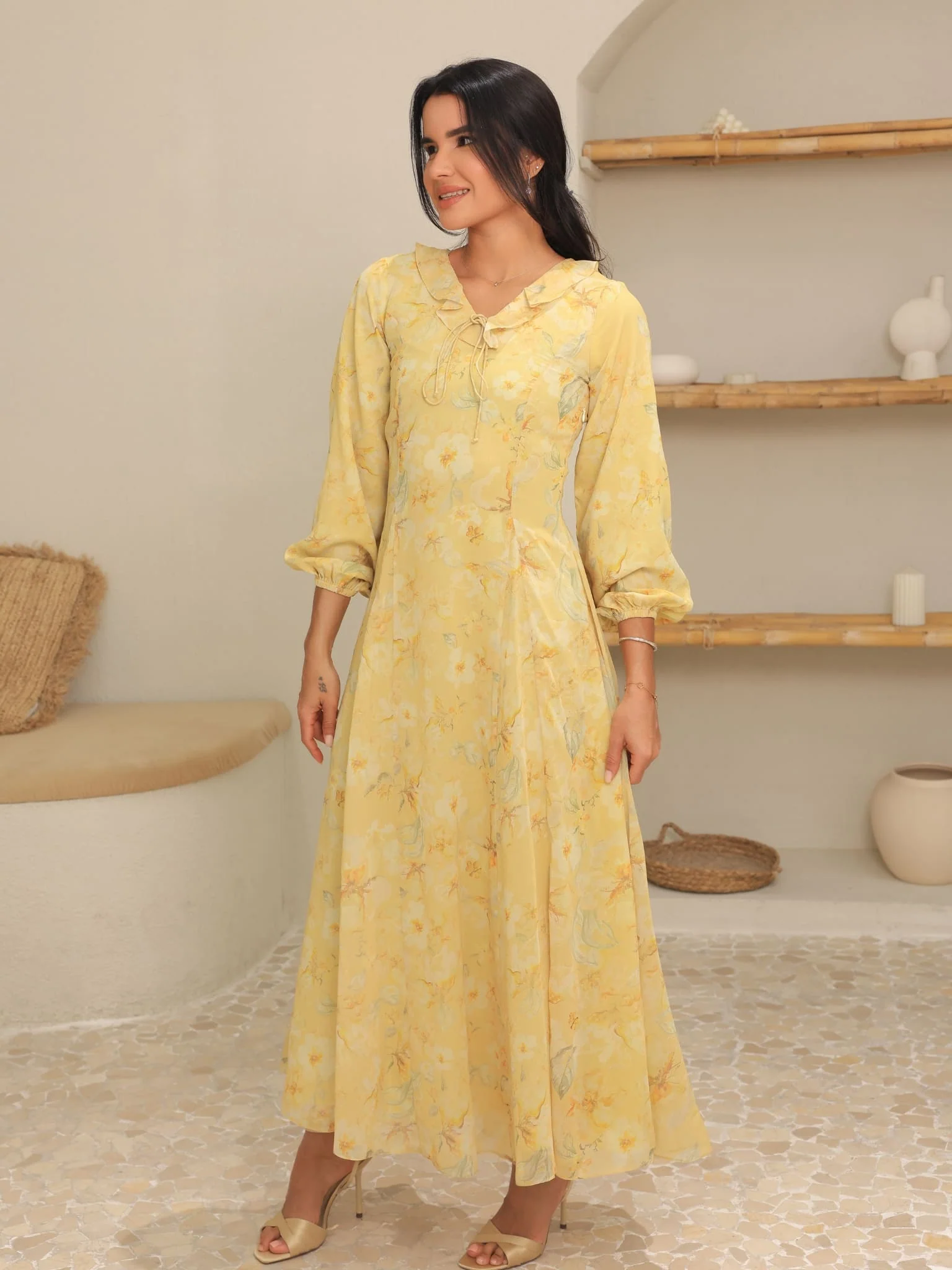 Elaine Butter Floral Panel Dress - Image 9
