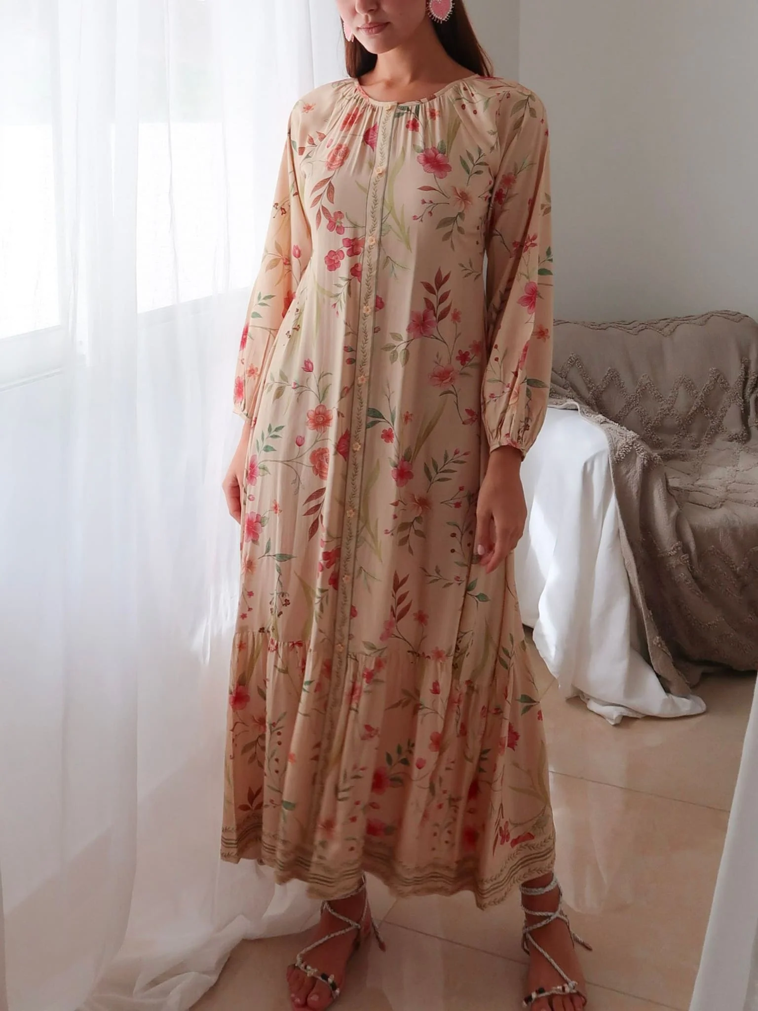 Elio Printed Summer Long Dress - Image 6