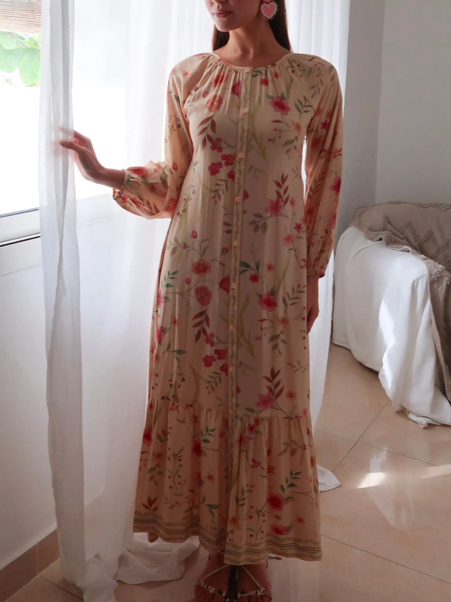 Elio Printed Summer Long Dress - Image 7