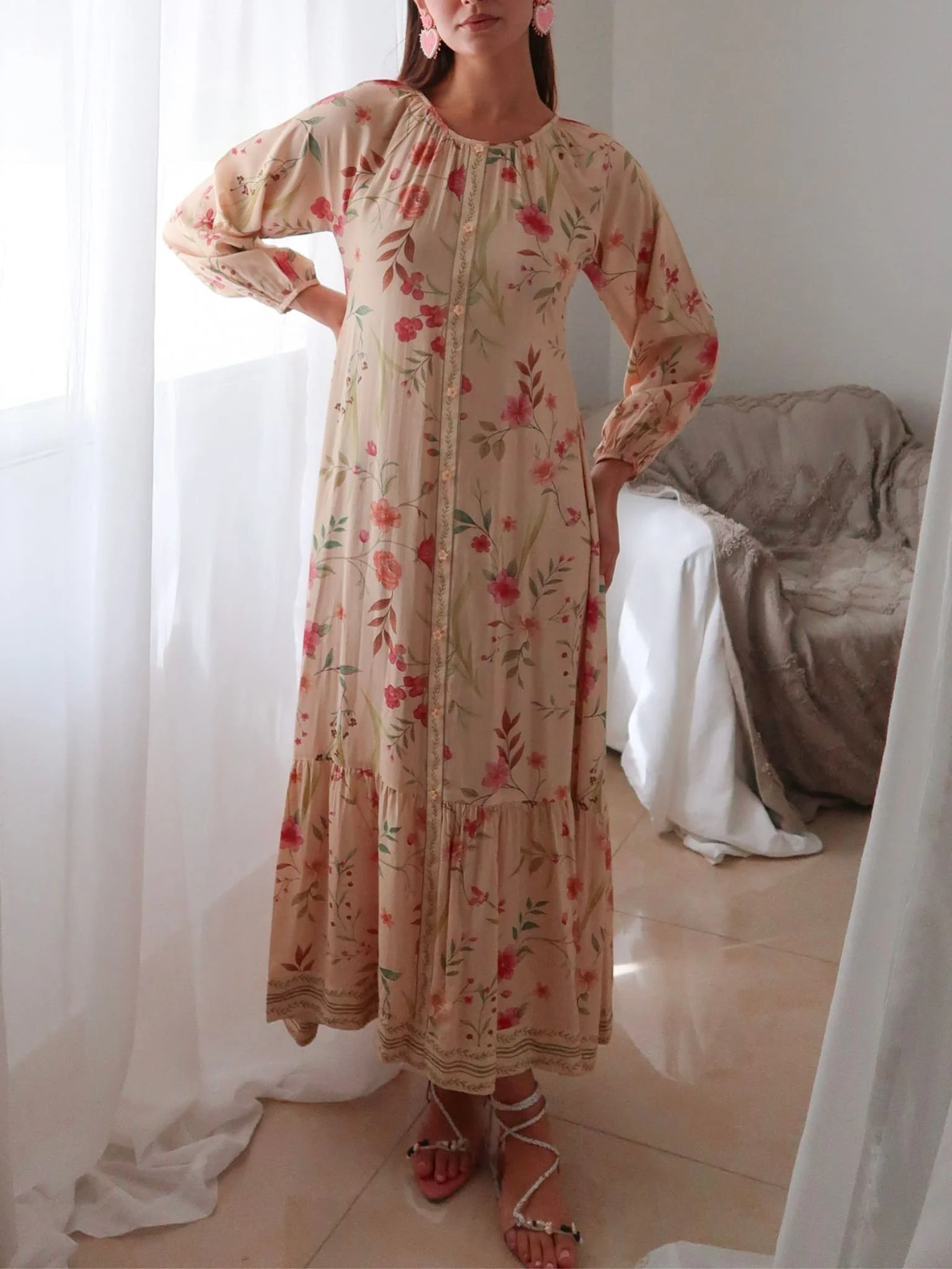 Elio Printed Summer Long Dress - Image 8