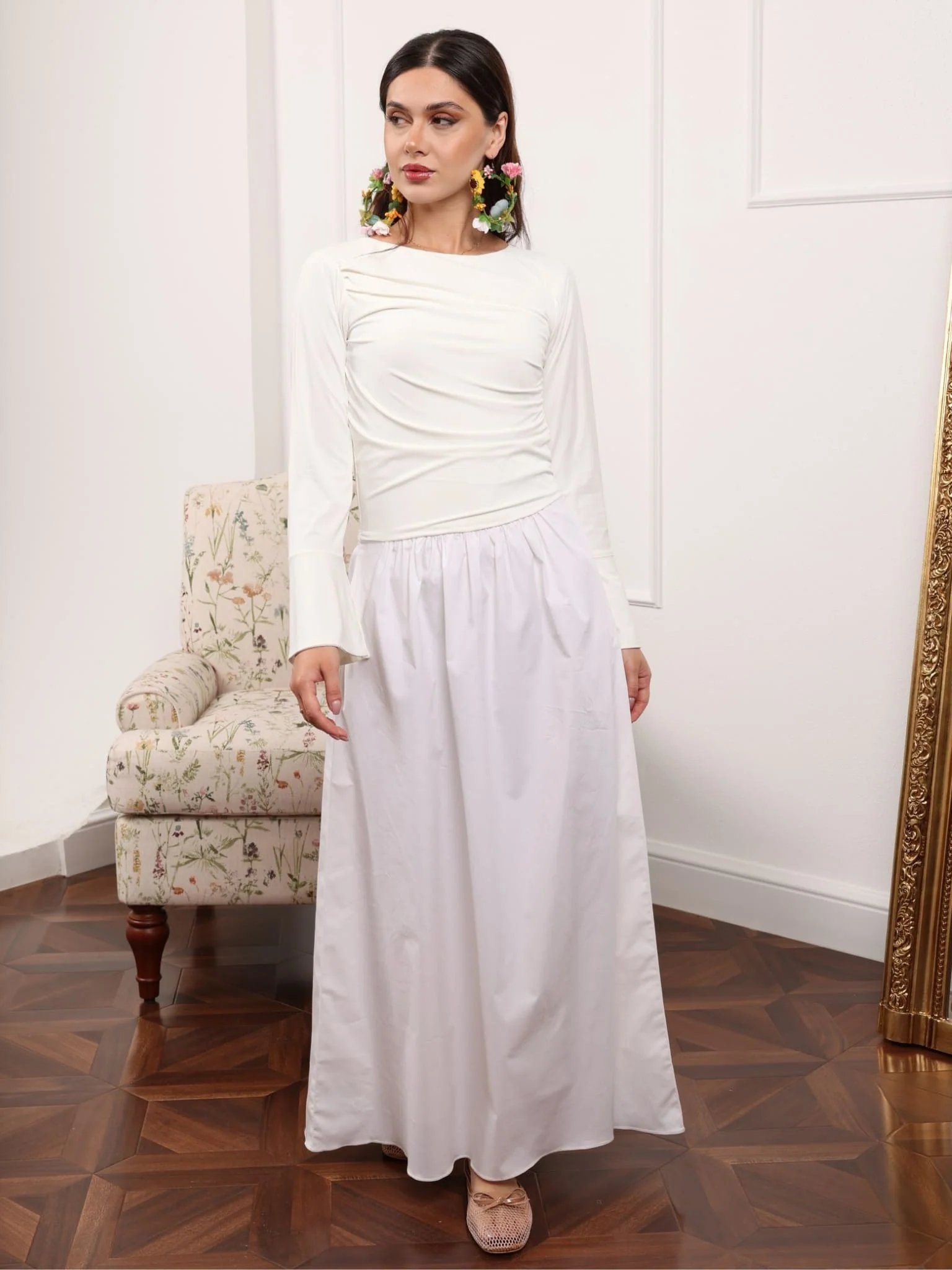 Eliza White Cotton Jersey Dress