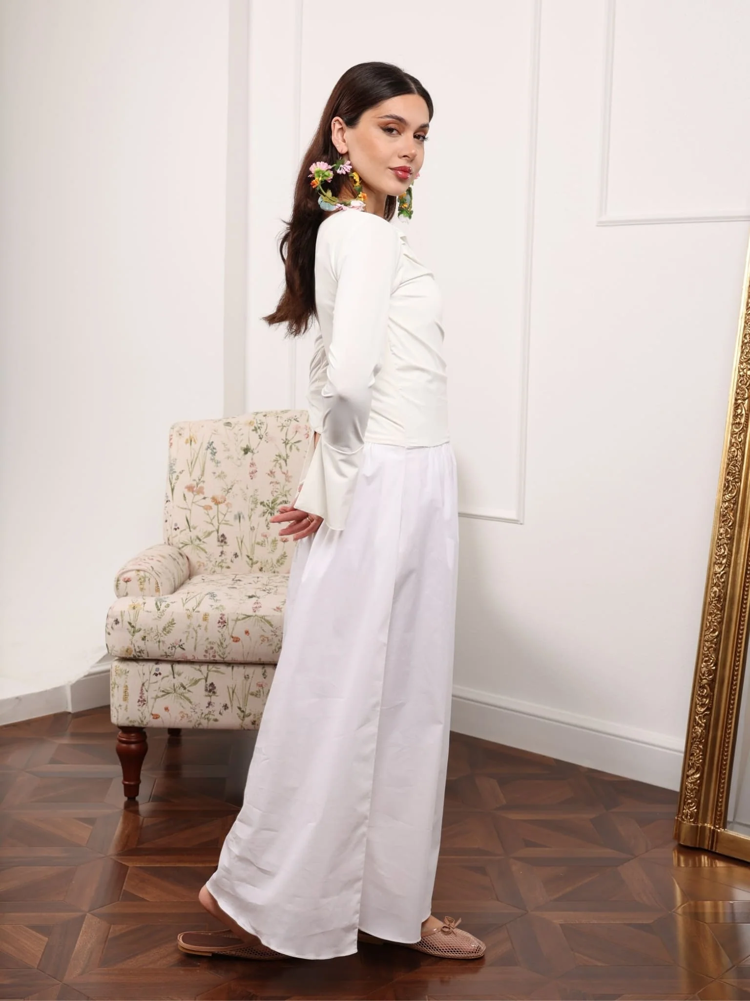Eliza White Cotton Jersey Dress - Image 3