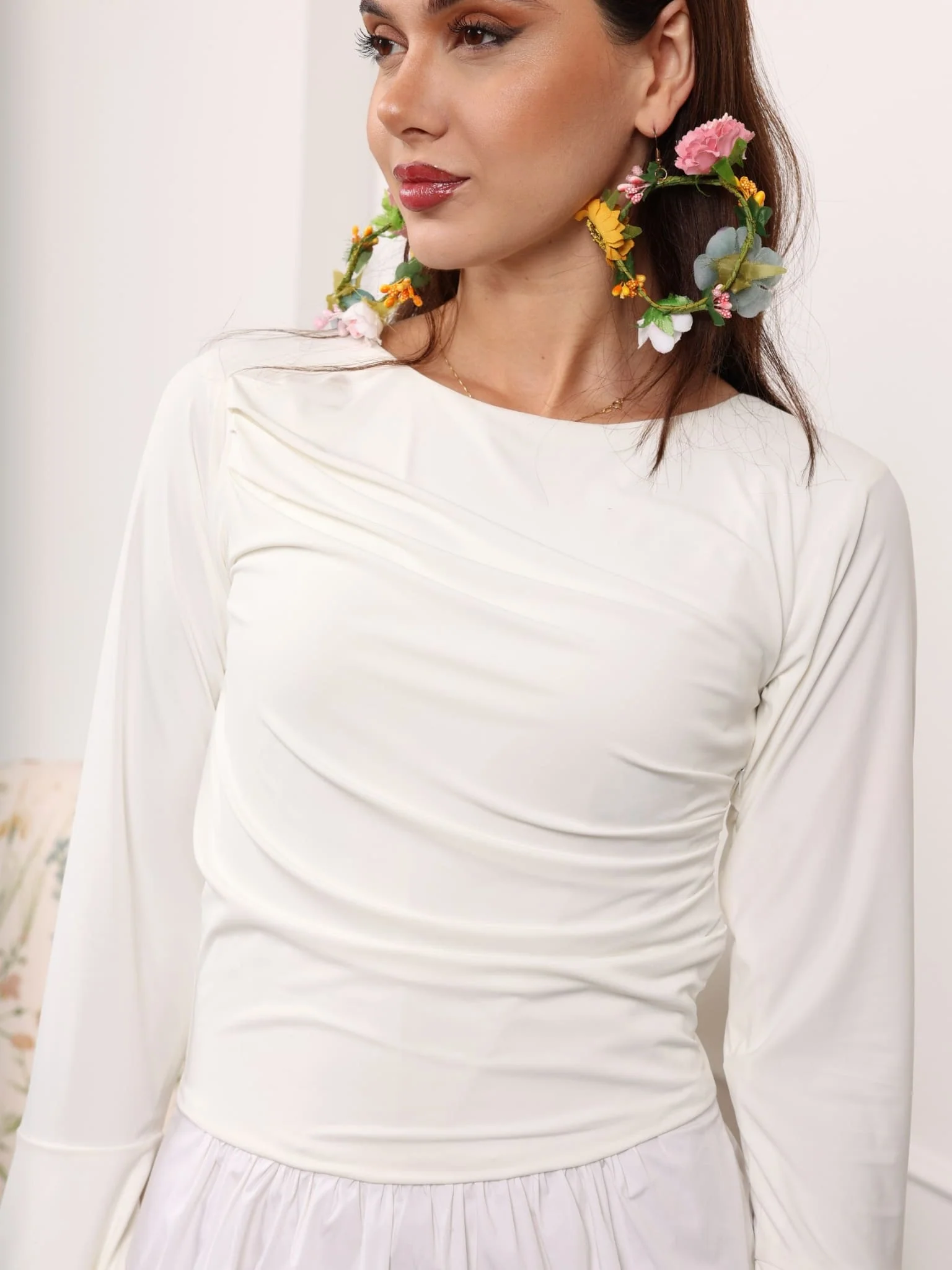 Eliza White Cotton Jersey Dress - Image 5